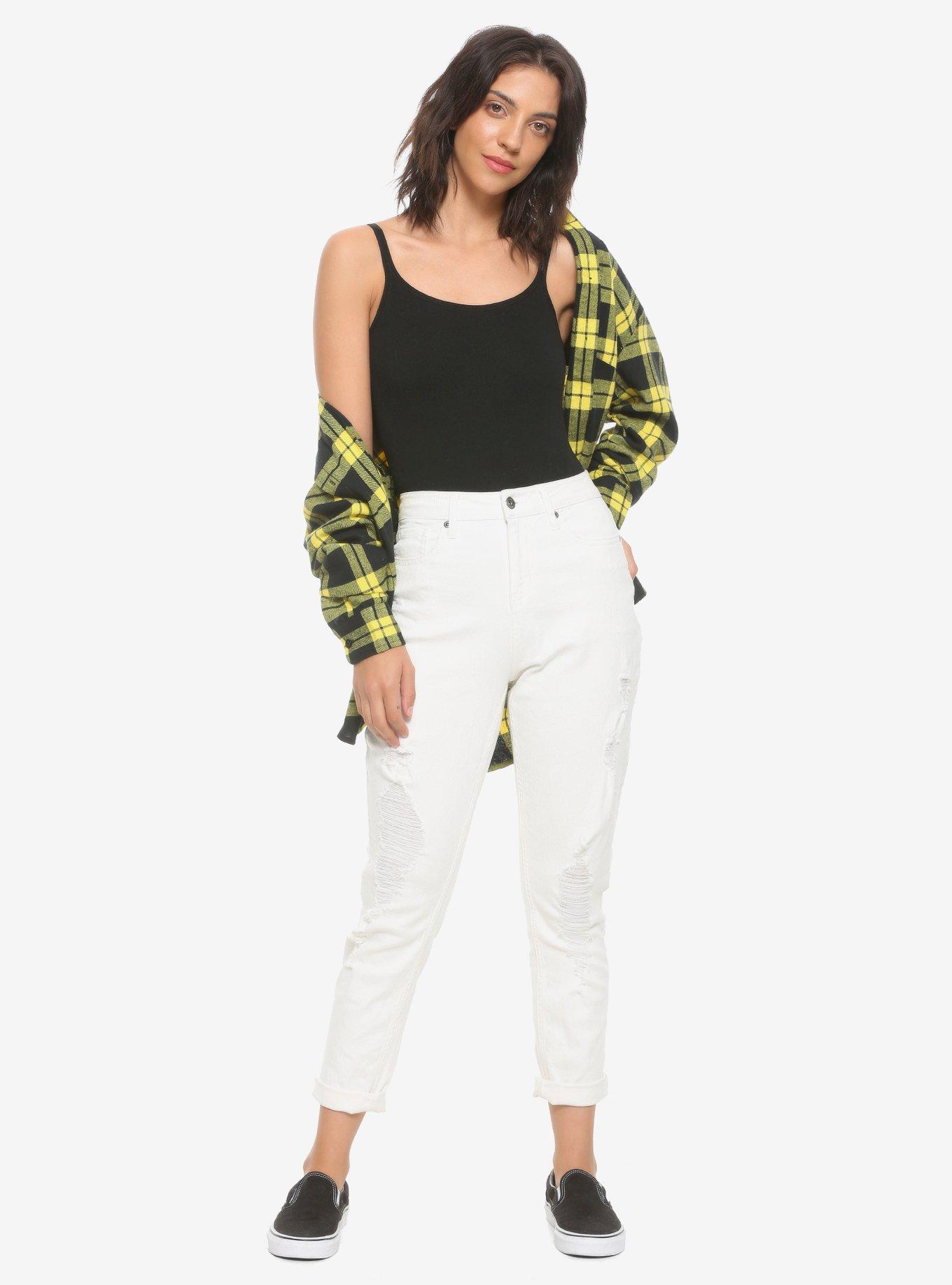 HT Denim Off-White Destructed Mom Jeans, OFF WHITE, alternate
