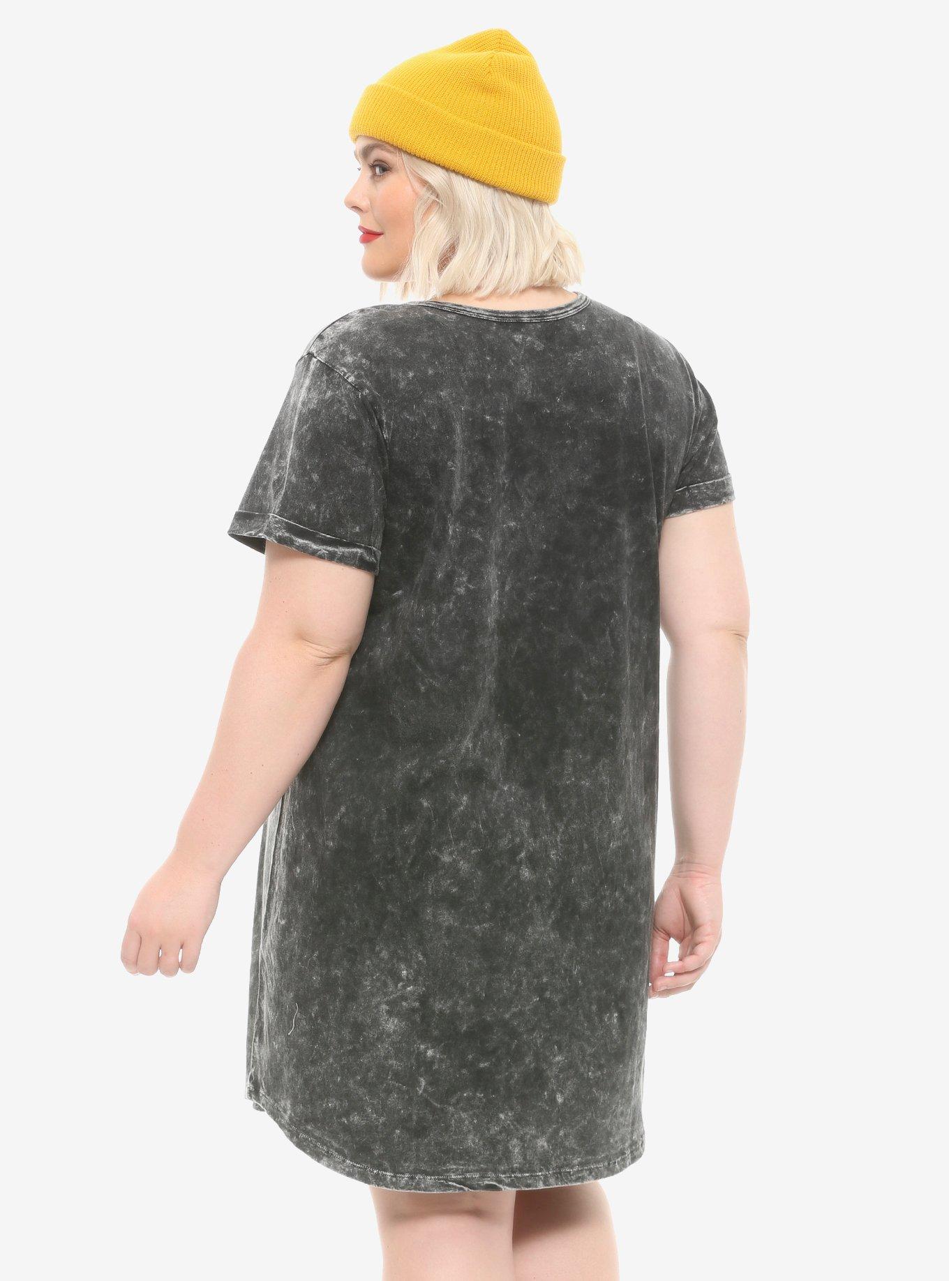 Pulp Fiction Poster Washed T-Shirt Dress Plus Size, BLACK, alternate