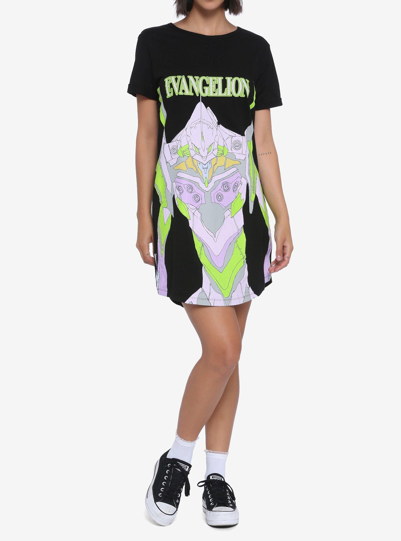 Neon Genesis Evangelion Eva Unit-01 T-Shirt Dress, BLACK, alternate