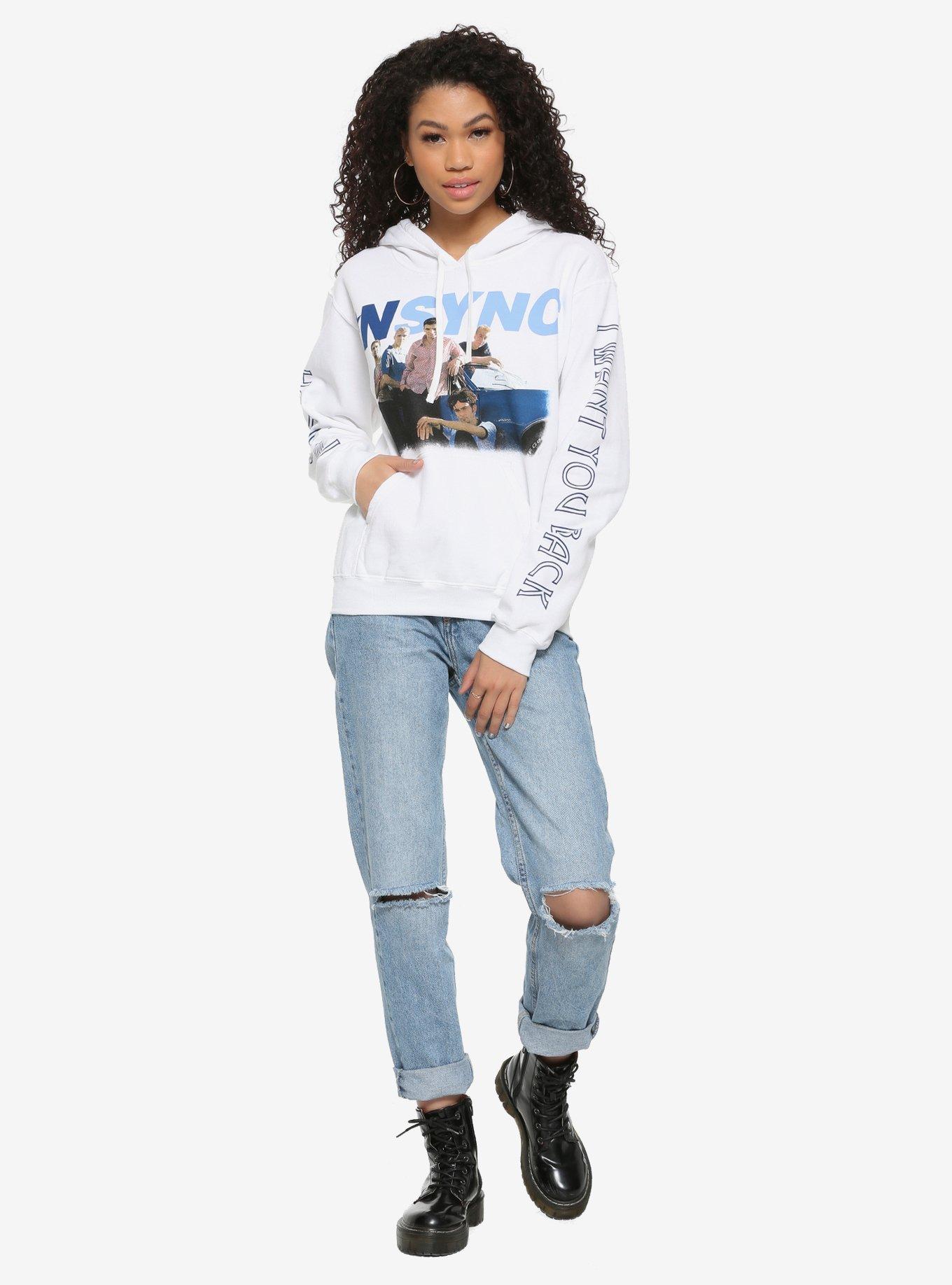NSYNC I Want You Back Band Photo Girls Hoodie, WHITE, alternate