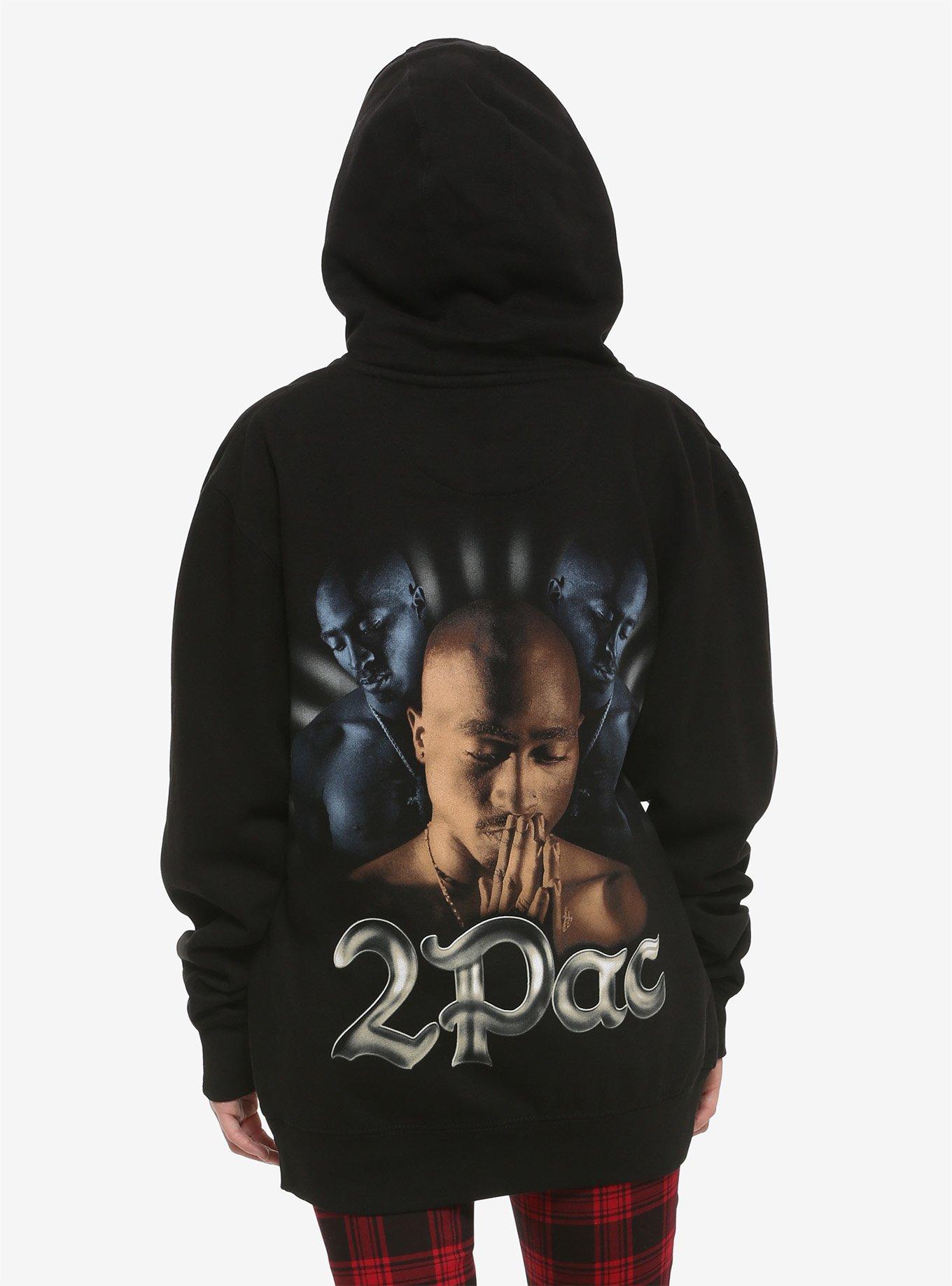 Tupac Praying Photo Girls Hoodie, BLACK, alternate