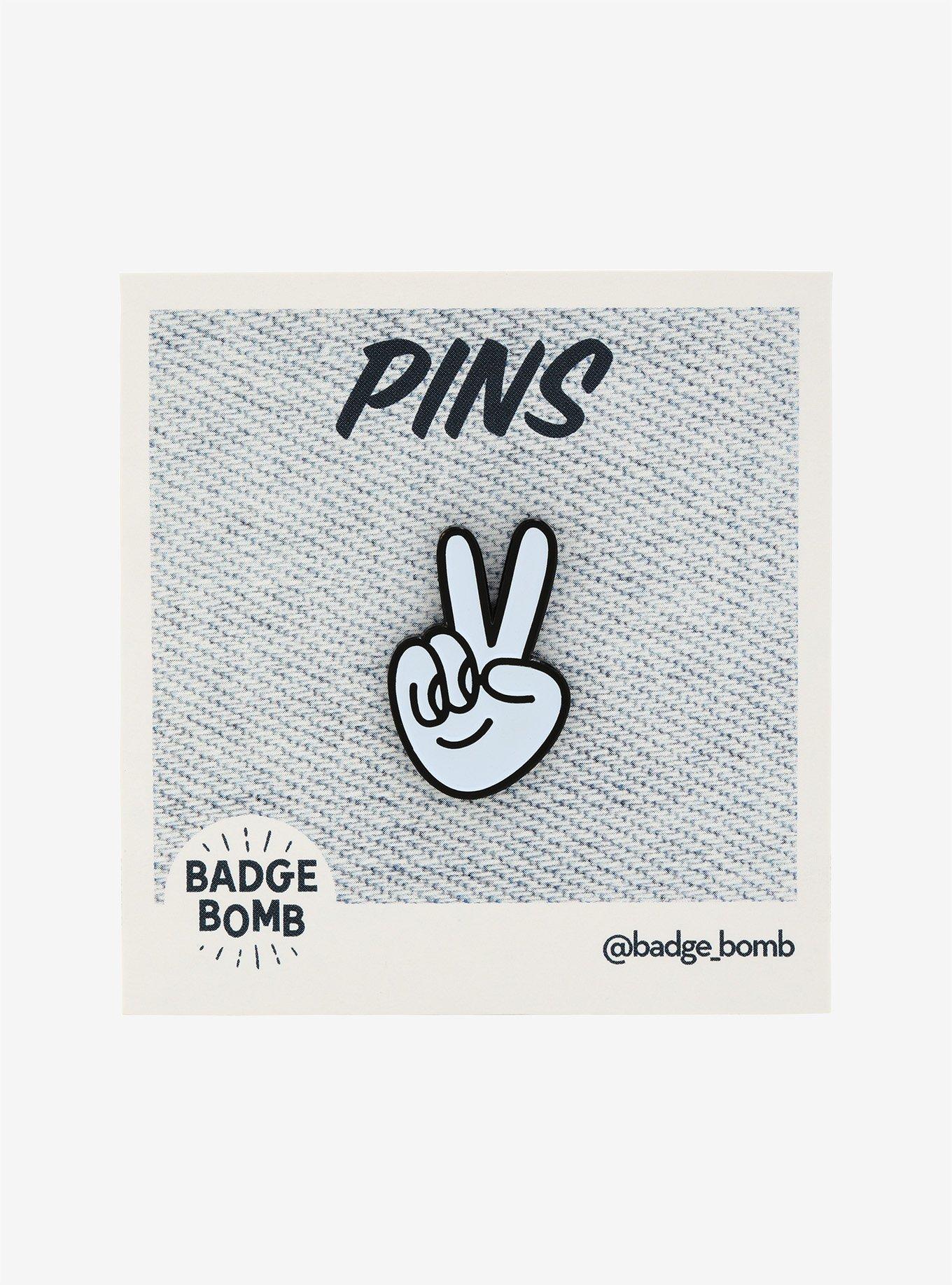 Peace Sign Hand Enamel Pin, , alternate