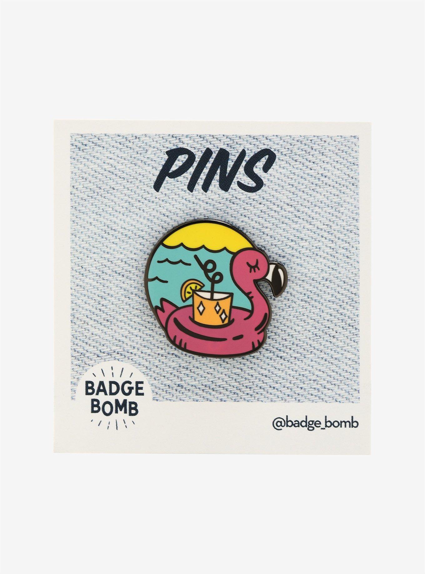 Flamingo Floatie Drink Enamel Pin, , alternate