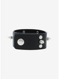 Spike Stud Faux Leather Cuff Bracelet, , alternate