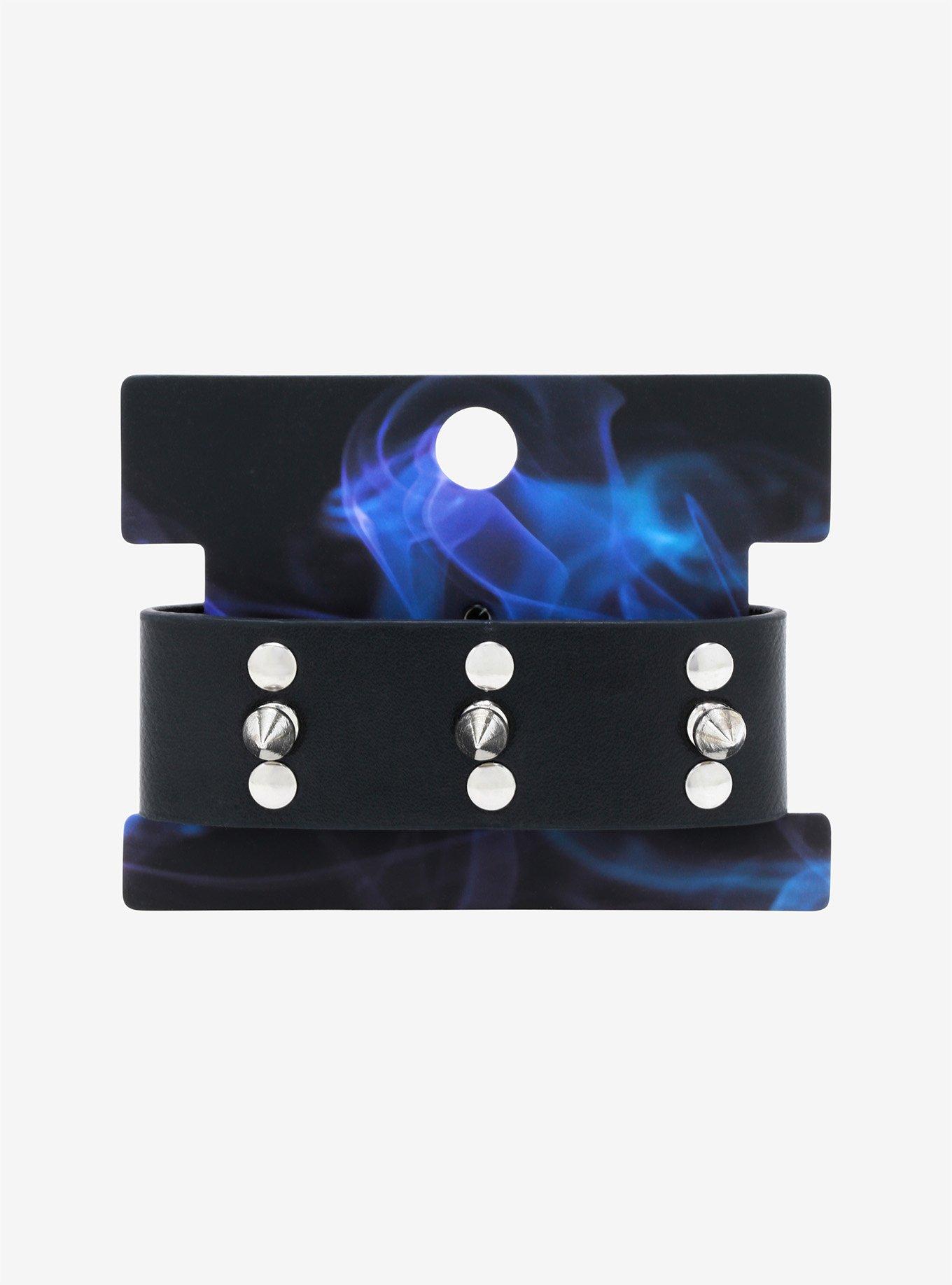 Spike Stud Faux Leather Cuff Bracelet, , alternate