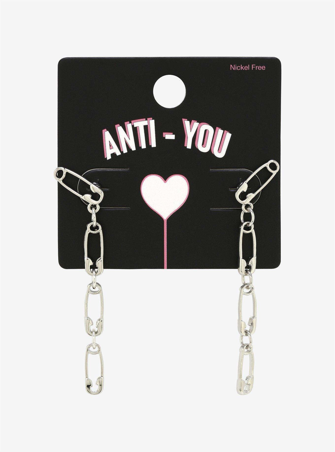 Safety Pin Drop Earrings, , alternate