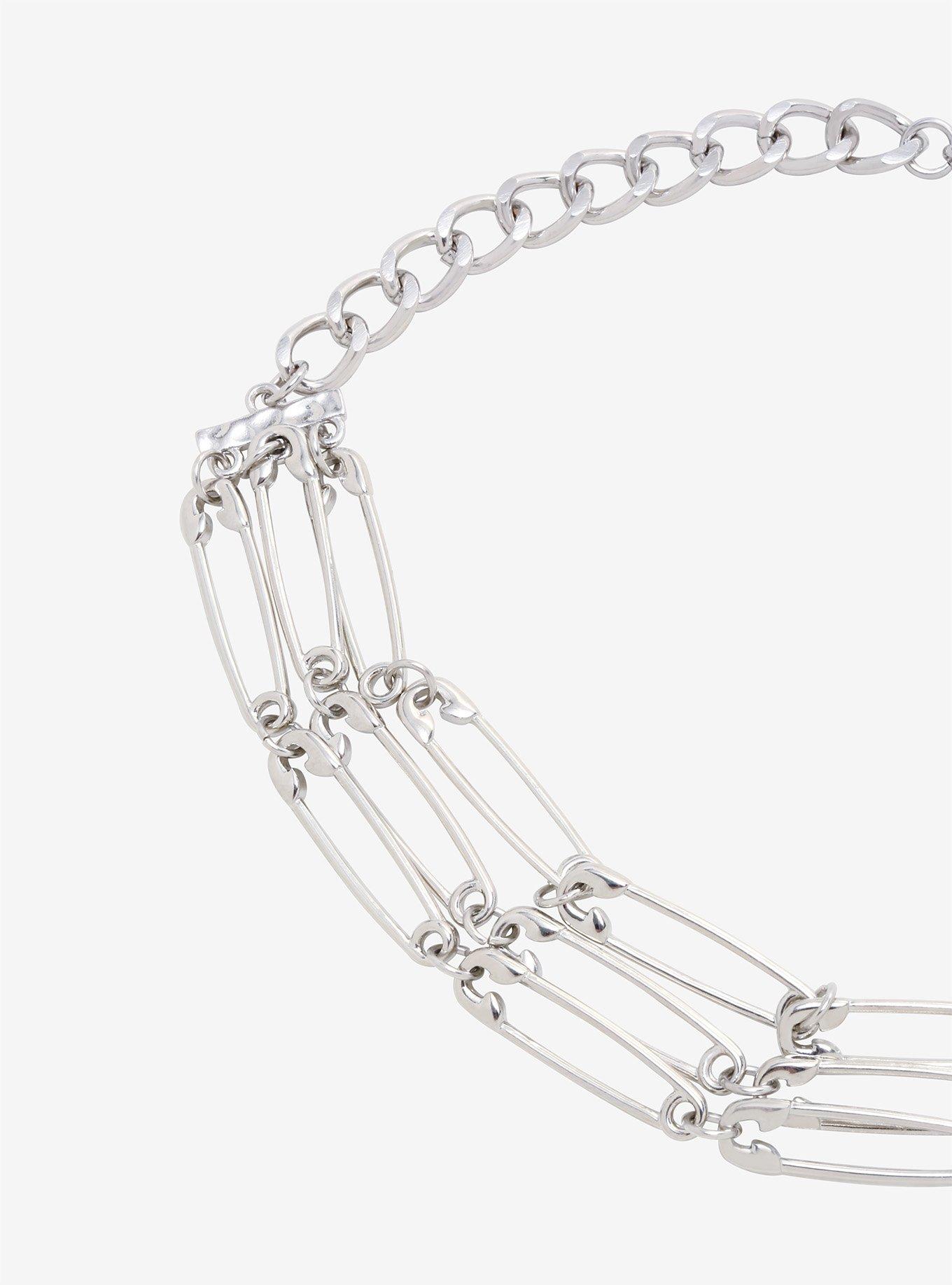 Safety Pin Layered Choker, , alternate