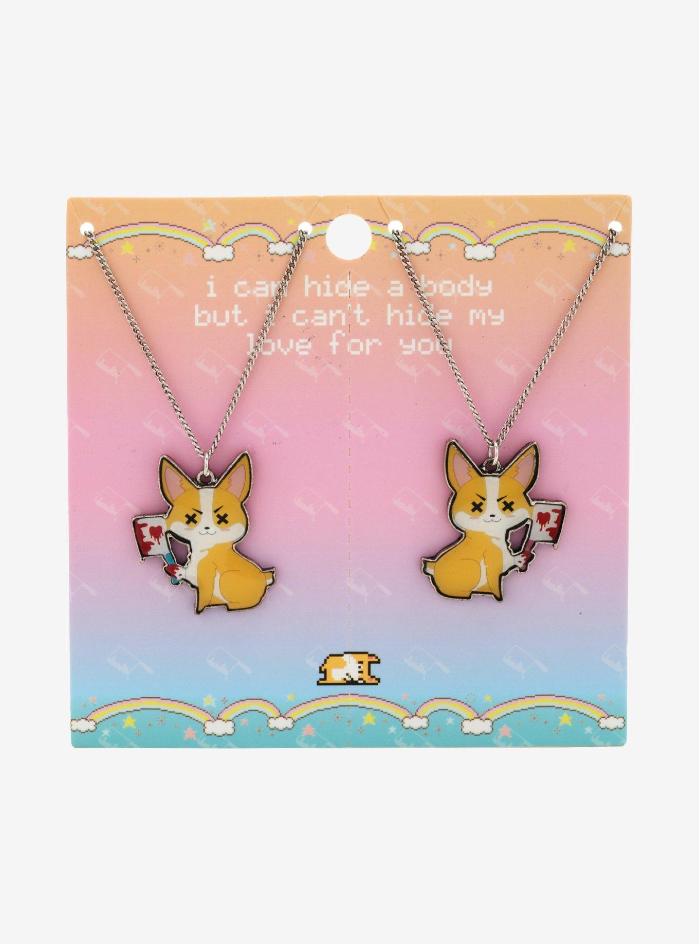 Corgi With Cleaver Best Friend Necklace Set, , alternate