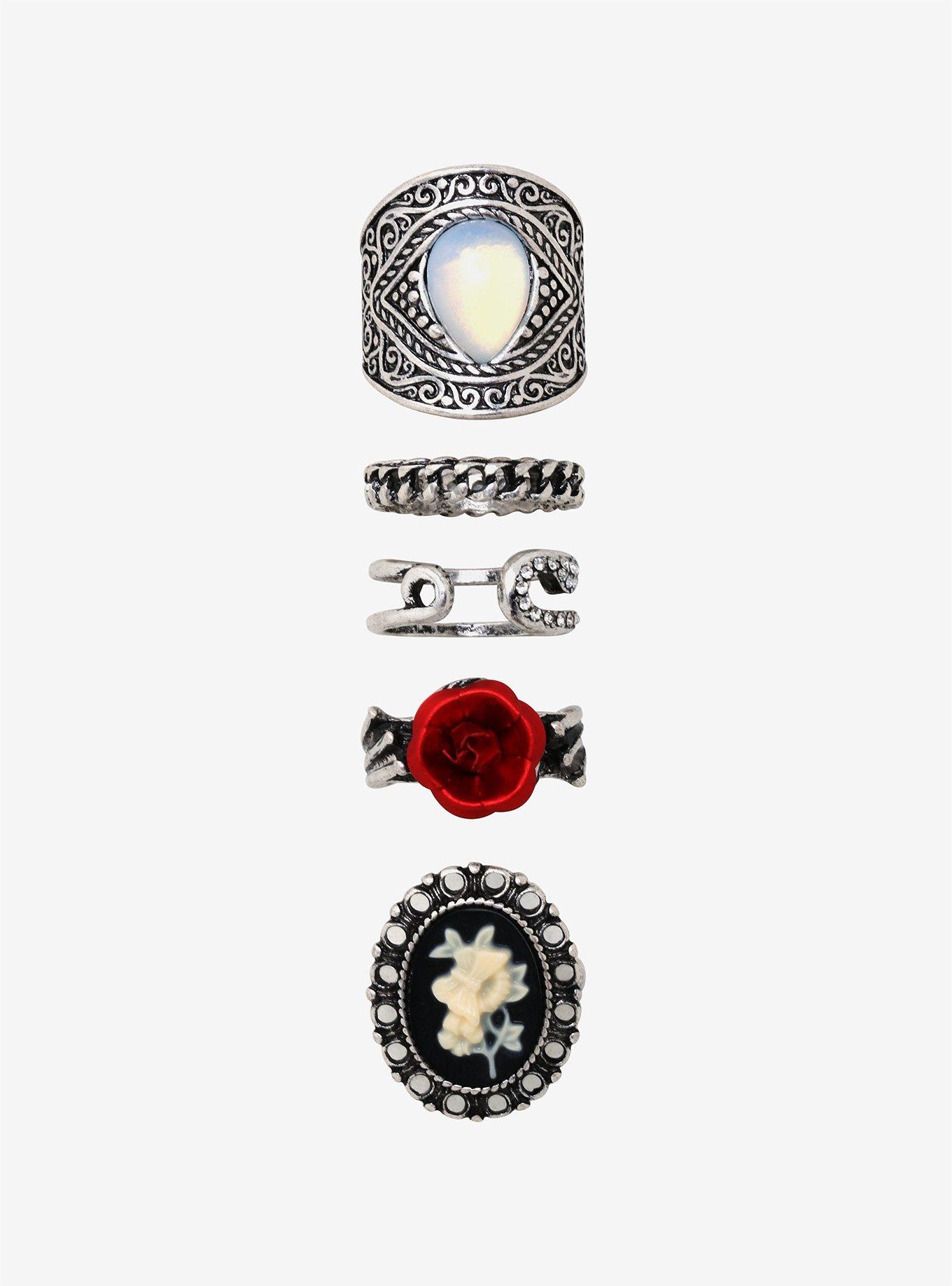 Rose Cameo Ring Set, , alternate