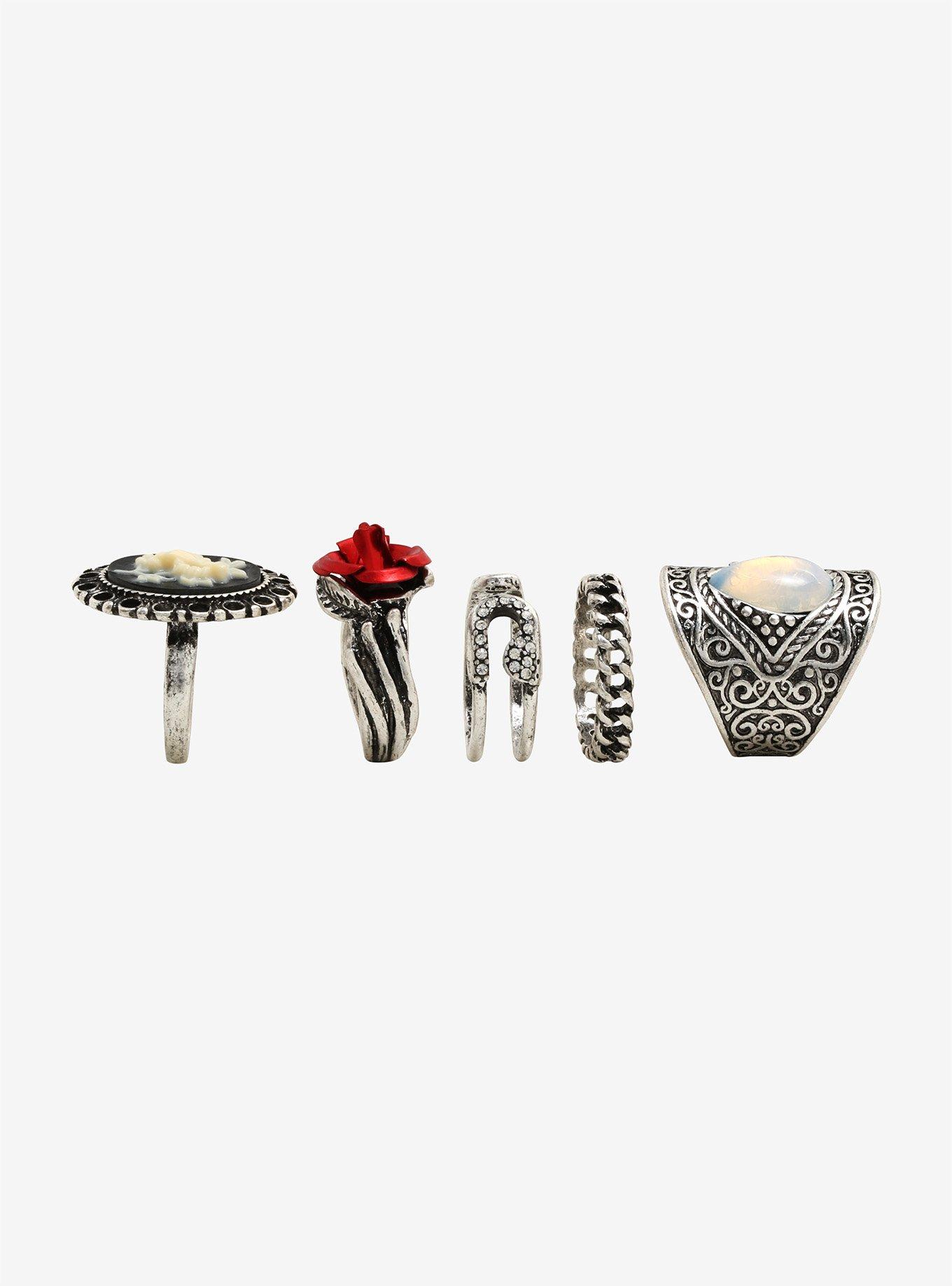 Rose Cameo Ring Set, , alternate