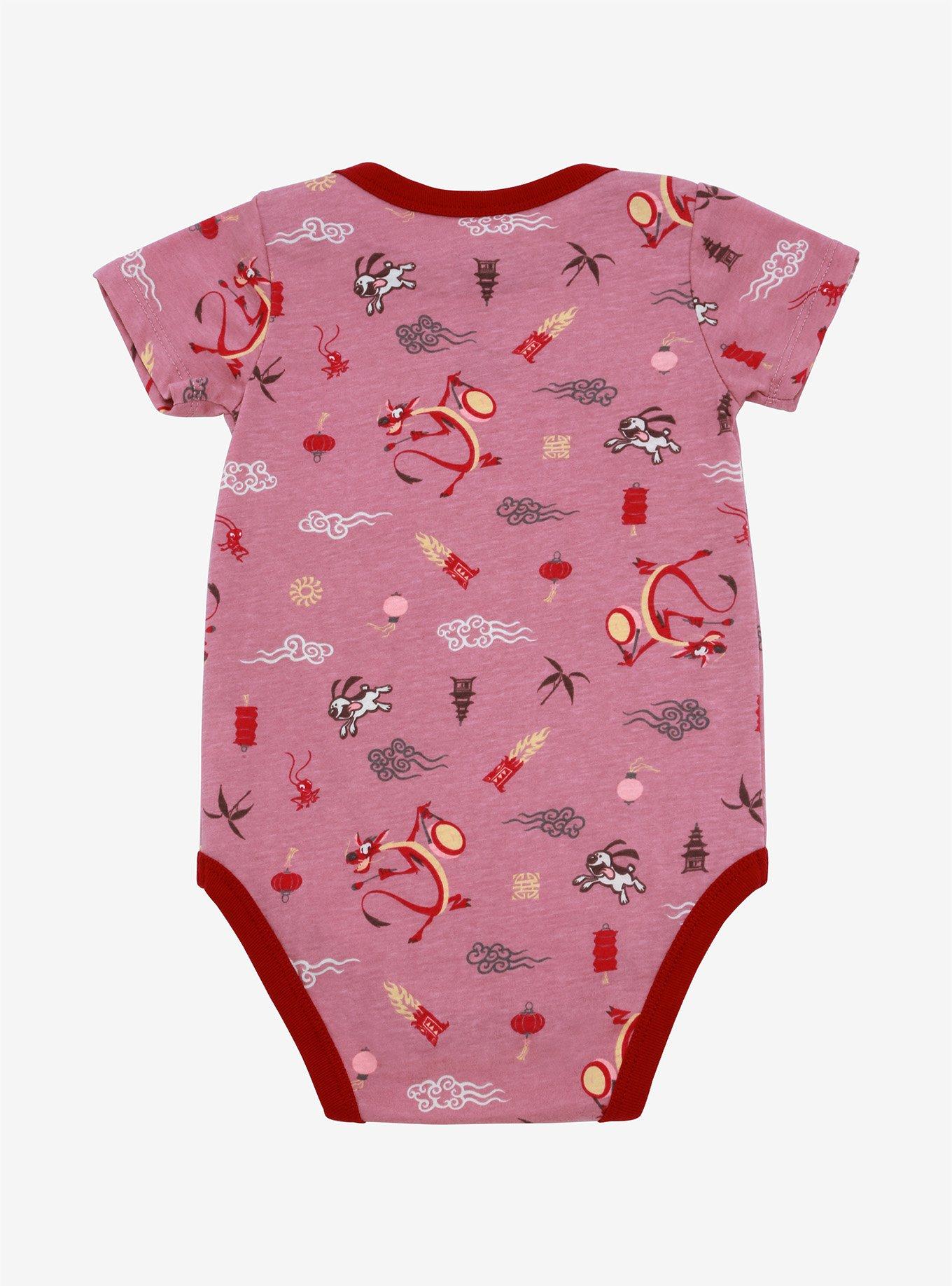 Our Universe Disney Mulan Mushu Allover Print Infant Bodysuit - BoxLunch Exclusive, RED, alternate