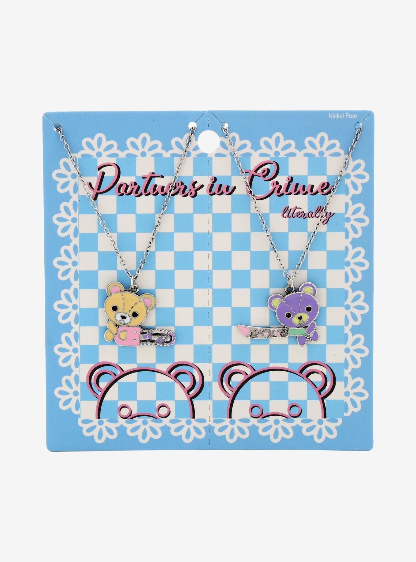 Partners In Crime Teddy Bear Best Friend Necklace Set, , alternate