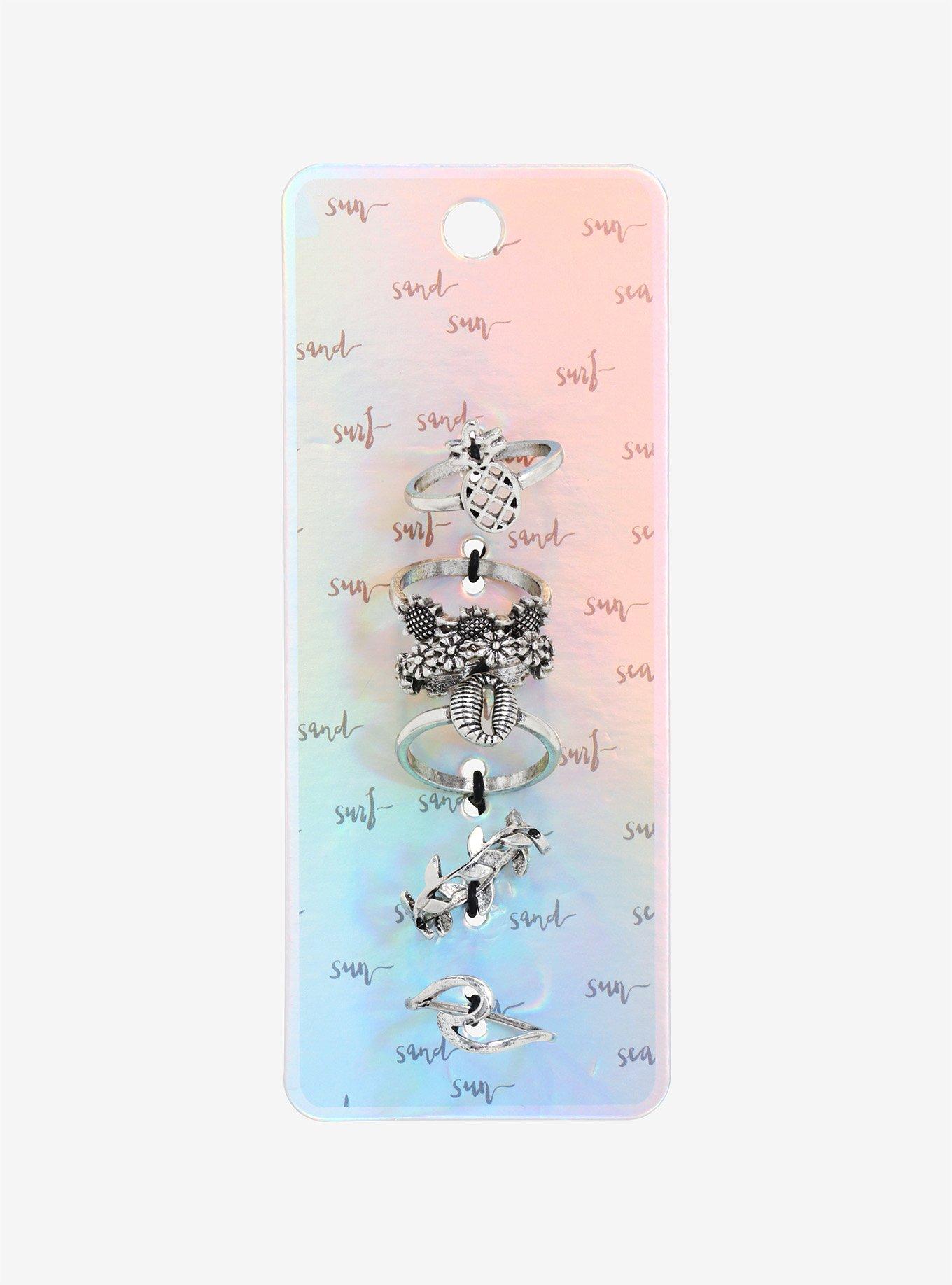 Pineapple Wave Flower Ring Set, , alternate