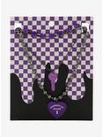 Purple Key & Heart Necklace Set, , alternate