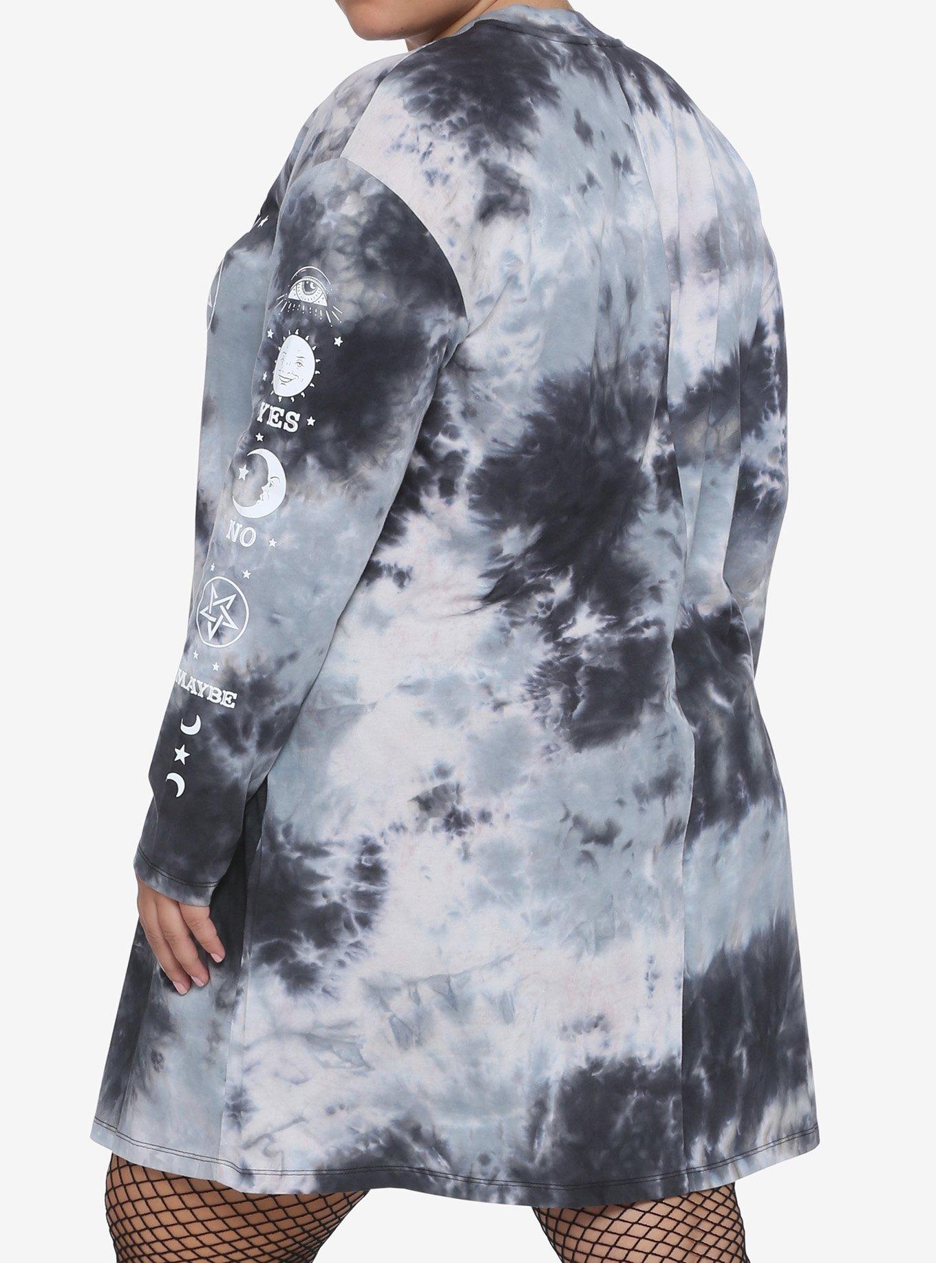 Leave Me Alone Spirit Board Tie-Dye Long-Sleeve T-Shirt Dress Plus Size, TIE DYE, alternate
