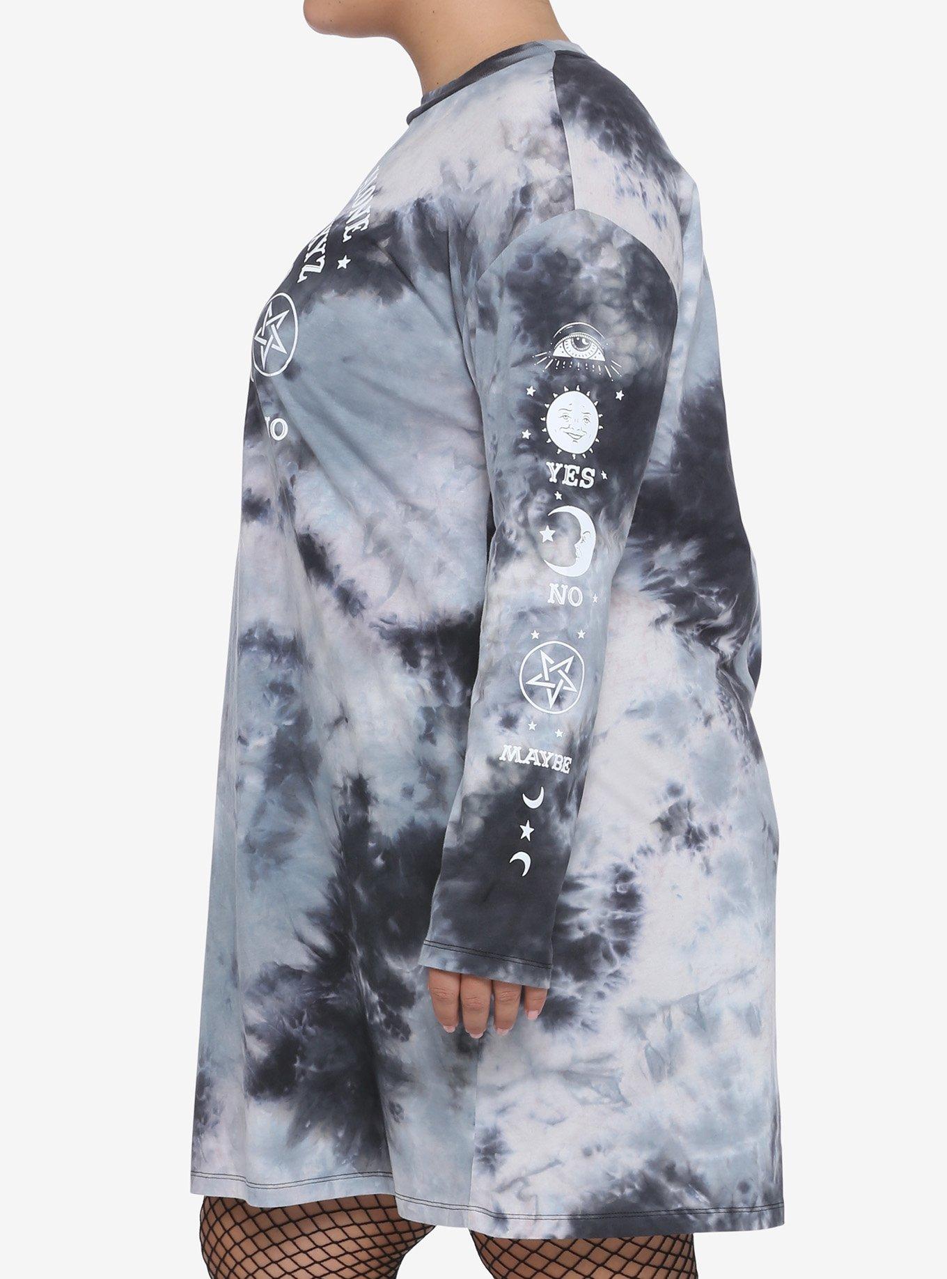 Leave Me Alone Spirit Board Tie-Dye Long-Sleeve T-Shirt Dress Plus Size, TIE DYE, alternate