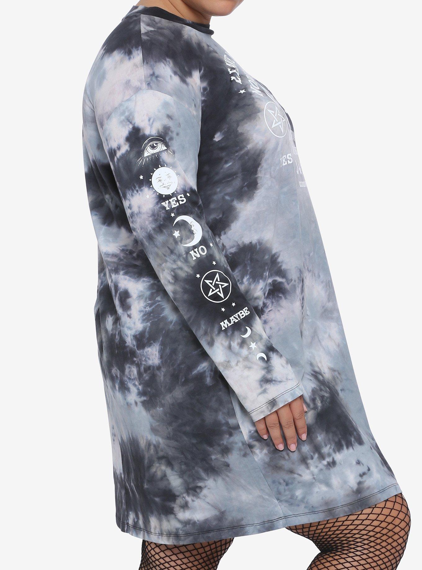 Leave Me Alone Spirit Board Tie-Dye Long-Sleeve T-Shirt Dress Plus Size, TIE DYE, alternate