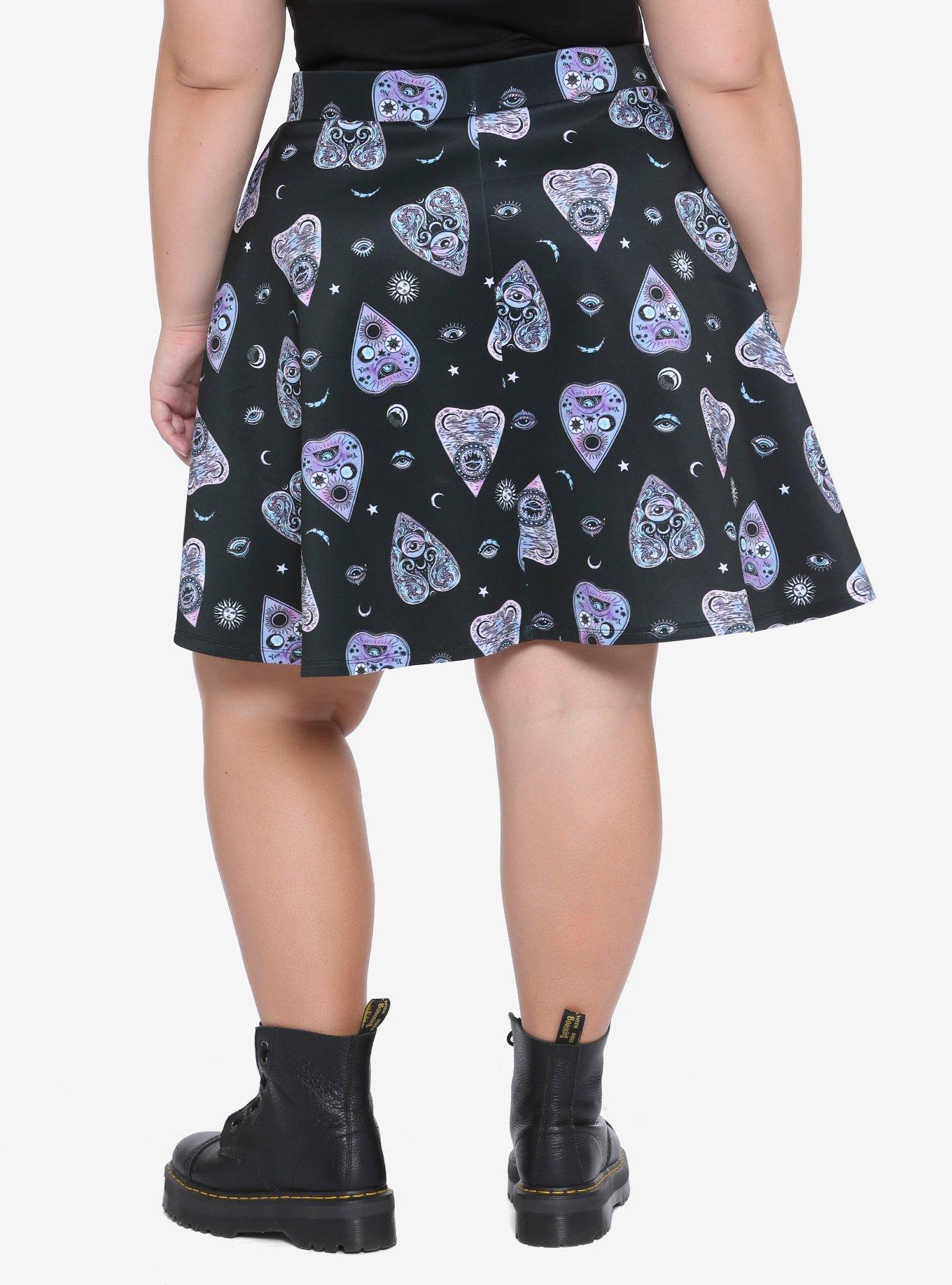 Pastel Plachette Skater Skirt Plus Size, BLACK, alternate