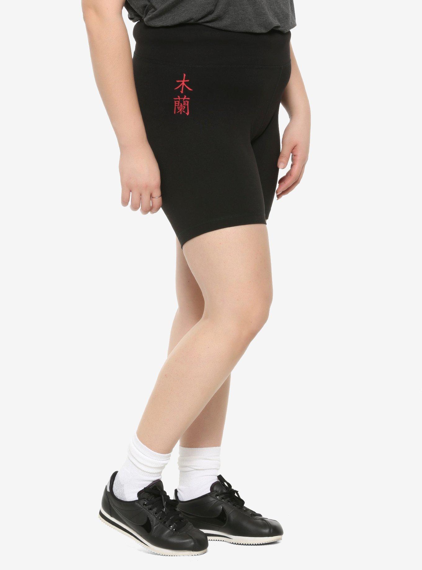 Her Universe Disney Mulan Icons Girls Bike Shorts Plus Size, BLACK, alternate