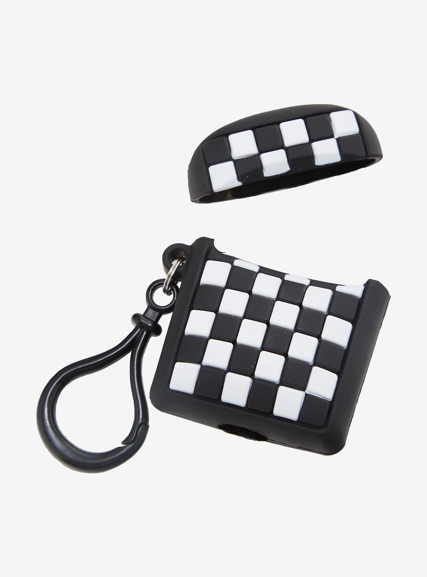 Black & White Checkered Wireless Earbud Case Cover, , alternate