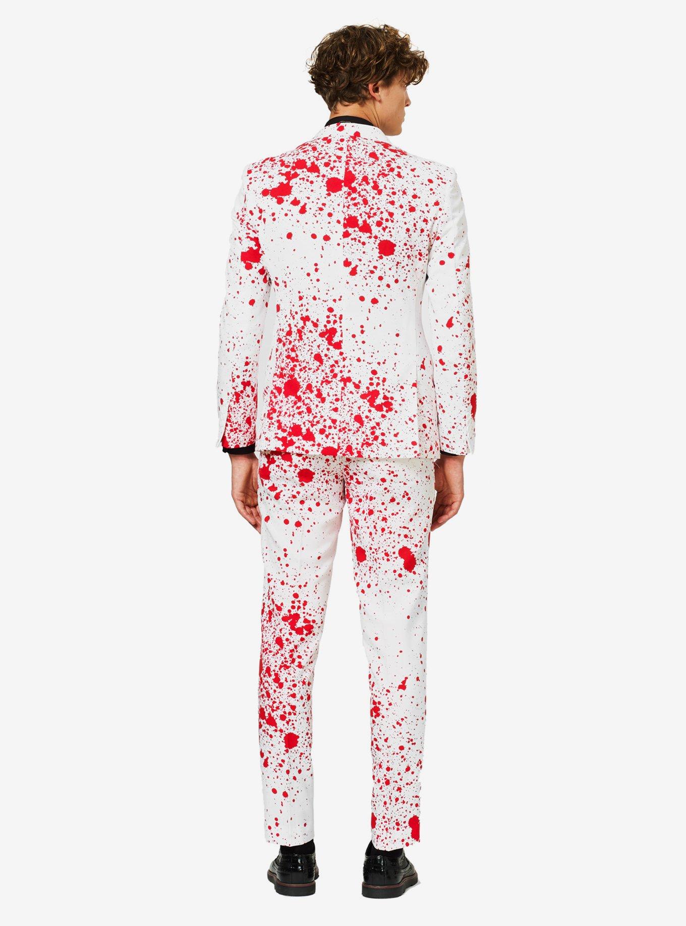 OppoSuits Men's Bloody Harry Halloween Suit, WHITE  RED, alternate