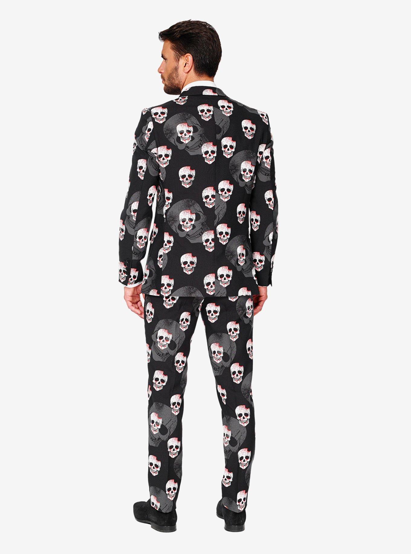 OppoSuits Men's Skulleton Halloween Suit, BLACK, alternate