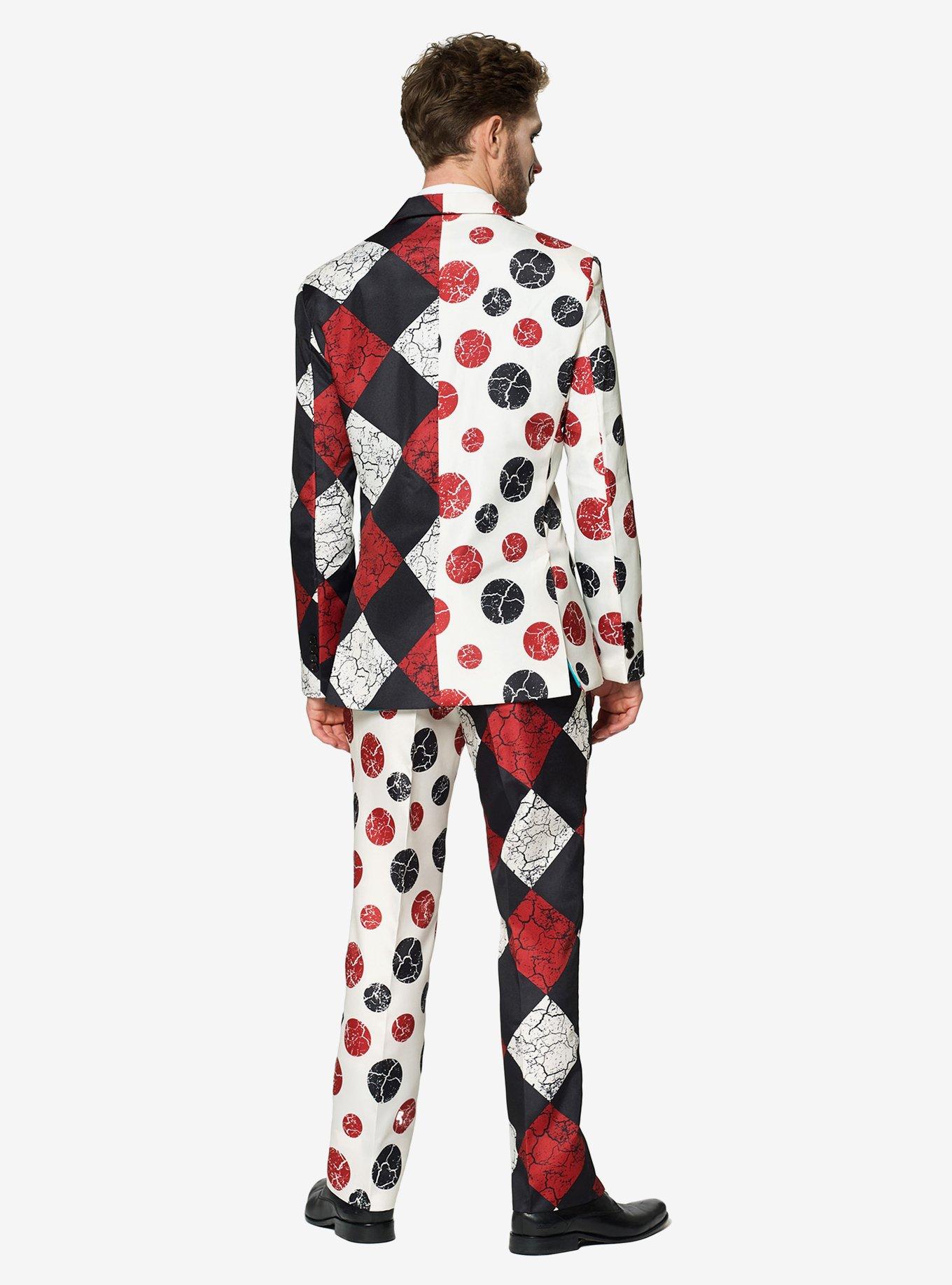 Suitmeister Men's Halloween Red Clown Halloween Suit, RED  WHITE  BLACK, alternate