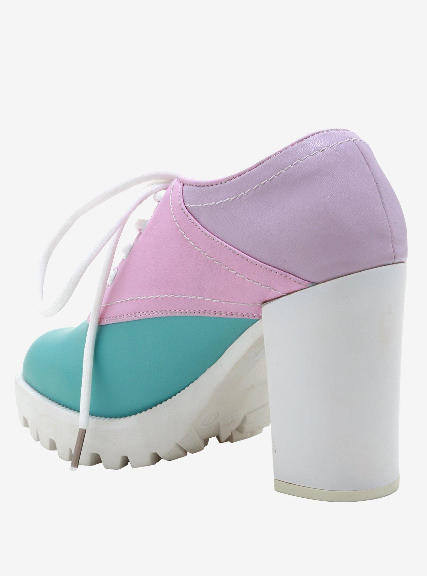 Tricolor Pastel Platform Oxford Heels, MULTI, alternate