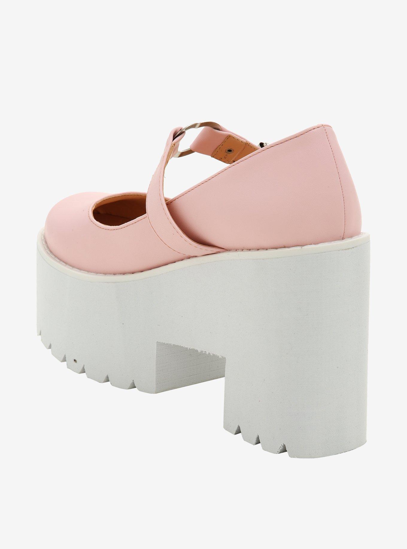 Pink Heart Buckle Platform Mary Janes, MULTI, alternate