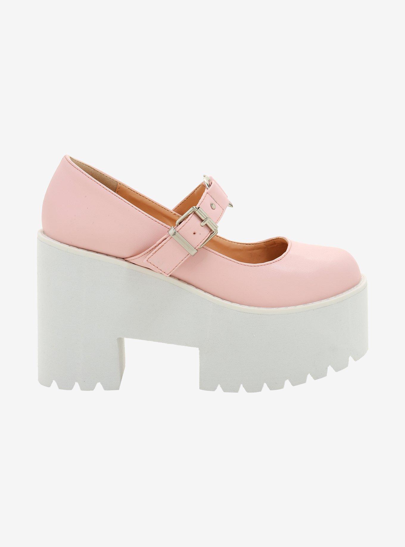 Pink Heart Buckle Platform Mary Janes, MULTI, alternate