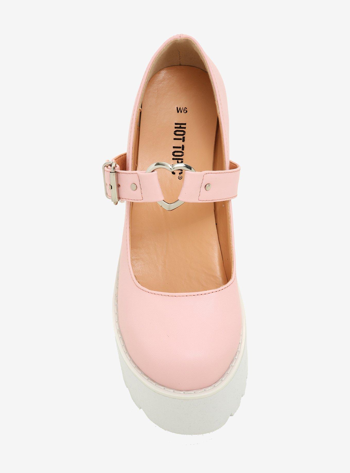 Pink Heart Buckle Platform Mary Janes, MULTI, alternate