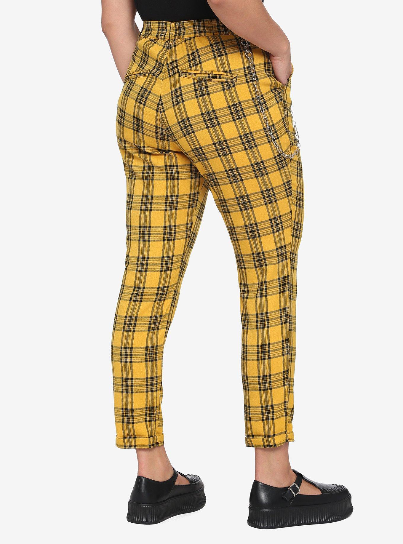 HOT TOPIC WOMENS Trousers Yellow Plaid Pants With Detachable Chain Plus  Size £9.51 - PicClick UK