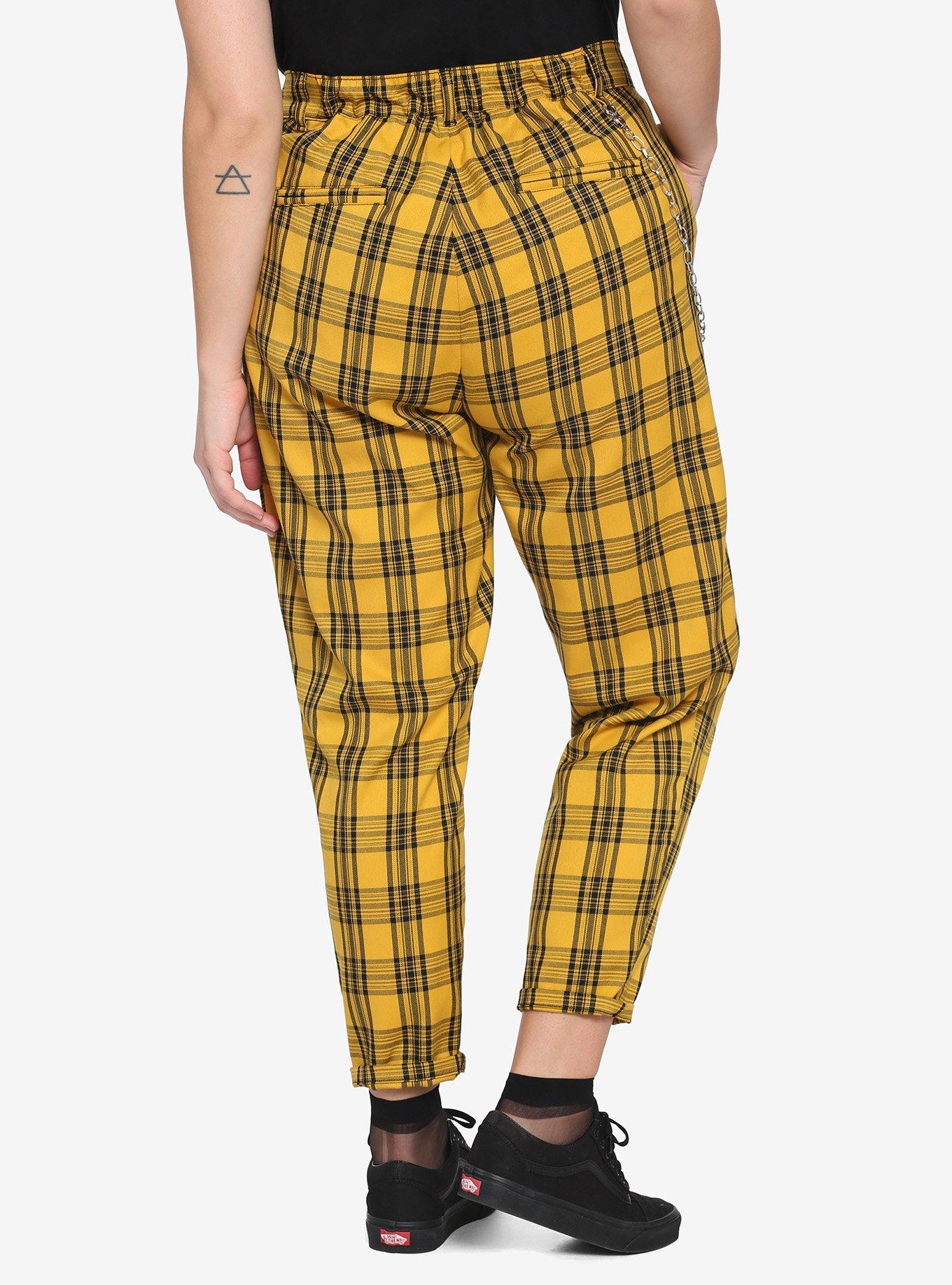 Hot Topic Yellow Plaid Pants Women's Size S Academia Punk Goth