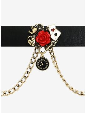 Alice In Wonderland Rose Close Chain Faux Leather Choker, , hi-res
