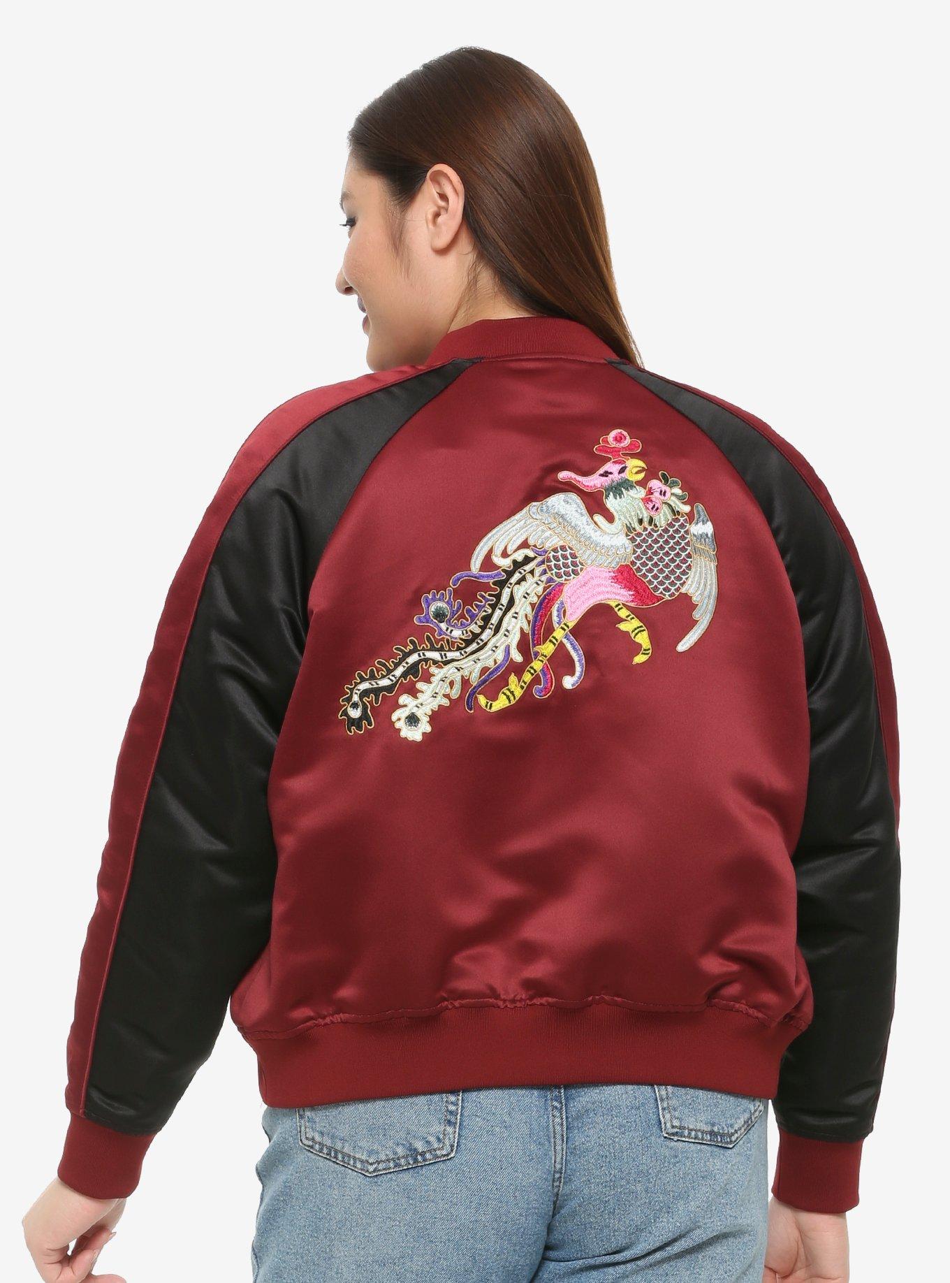 Her Universe Disney Mulan Phoenix Satin Bomber Jacket Plus Size, MULTI, alternate