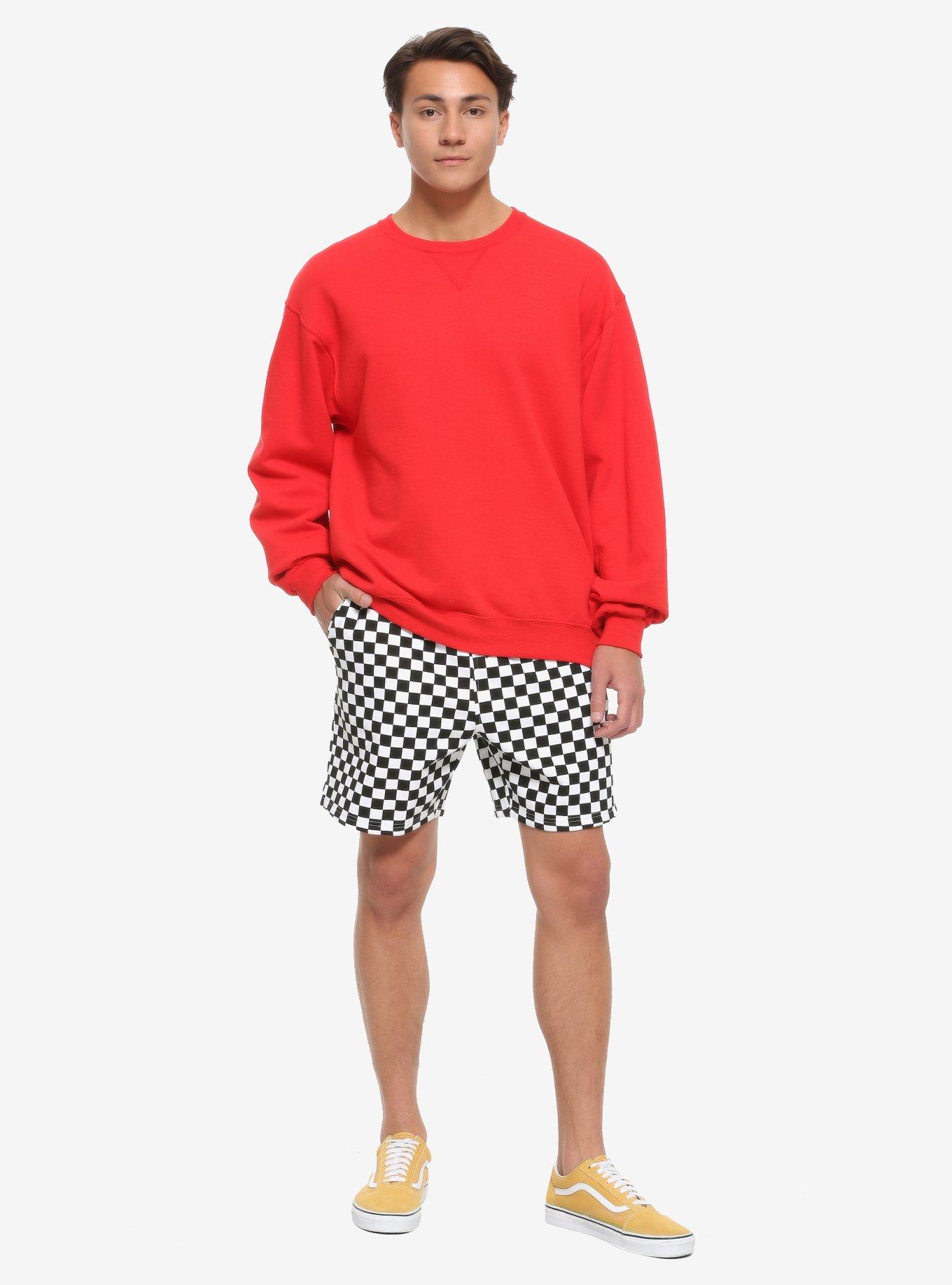 Black & White Check Volley Shorts, Check 1 2 White Black, alternate