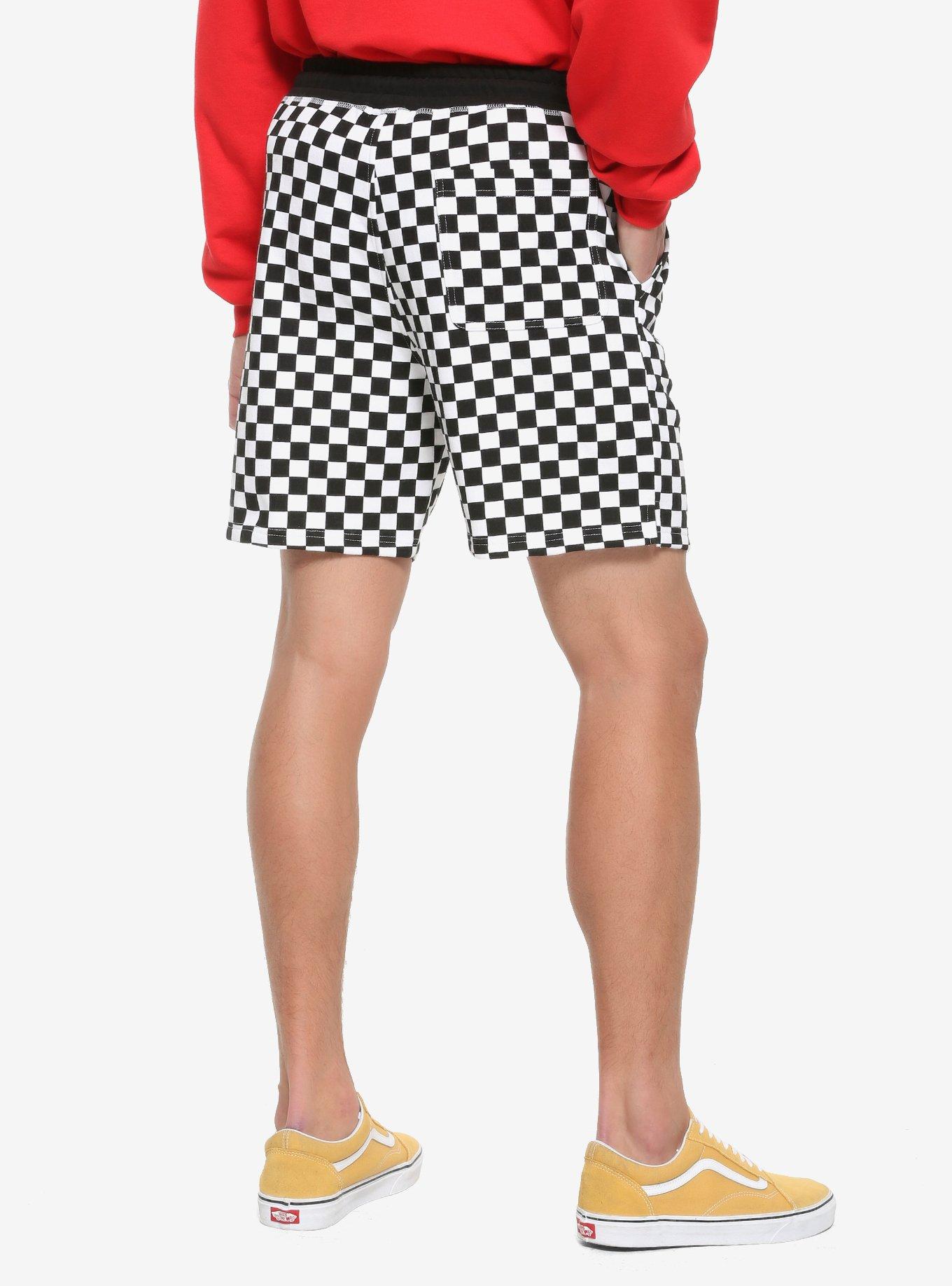 Black & White Check Volley Shorts, Check 1 2 White Black, alternate