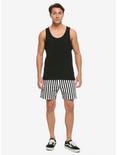 Black & White Stripe Volley Shorts, STRIPES, alternate