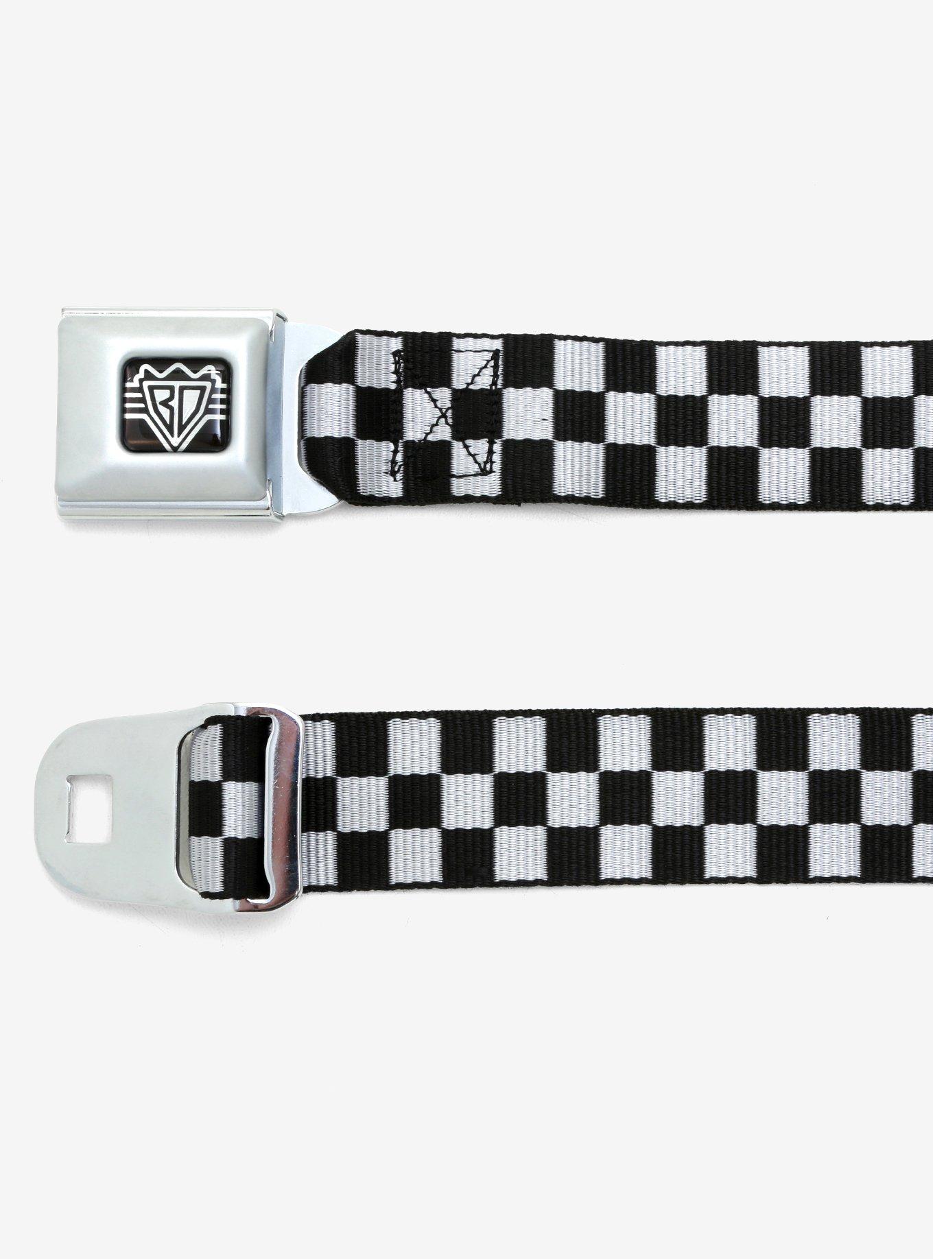 Buckle-Down Black And Silver Checkered Seatbelt Belt