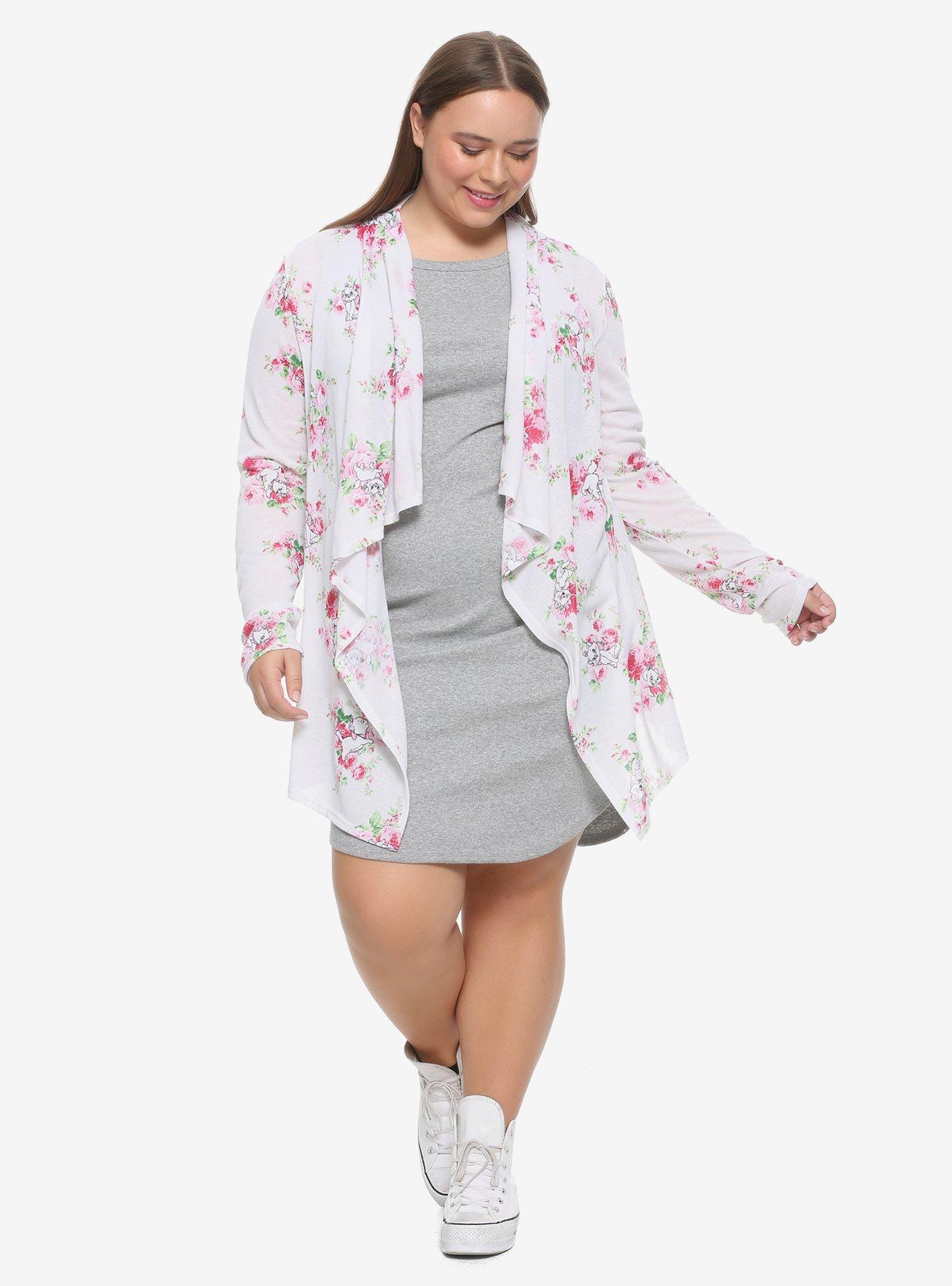 Disney Aristocats Marie Floral Flyaway Cardigan Plus Size, MULTI, alternate