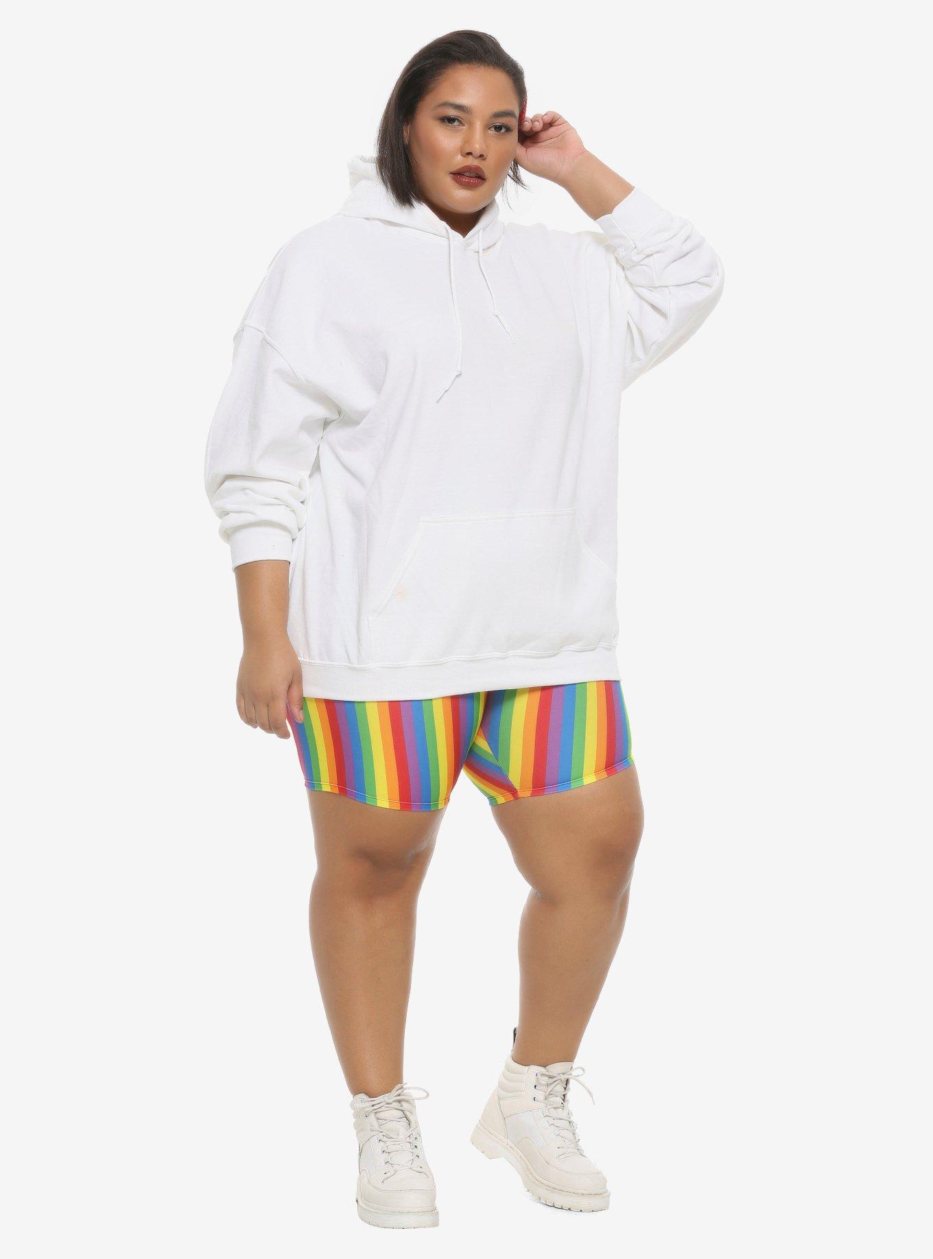Rainbow Girls Bike Shorts Plus Size, RAINBOW, alternate