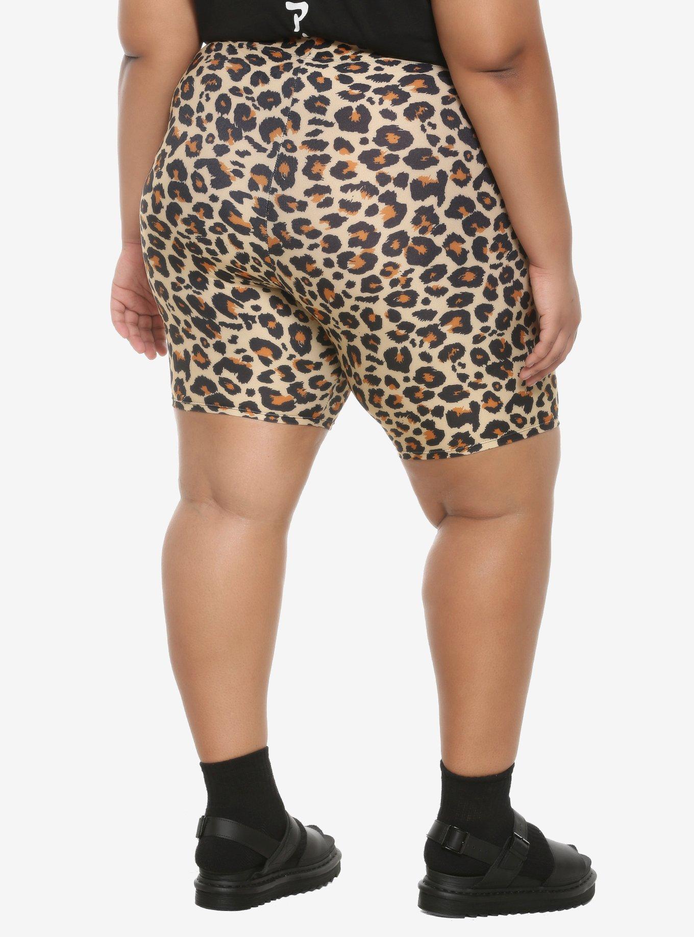 Leopard Girls Bike Shorts Plus Size, LEOPARD, alternate