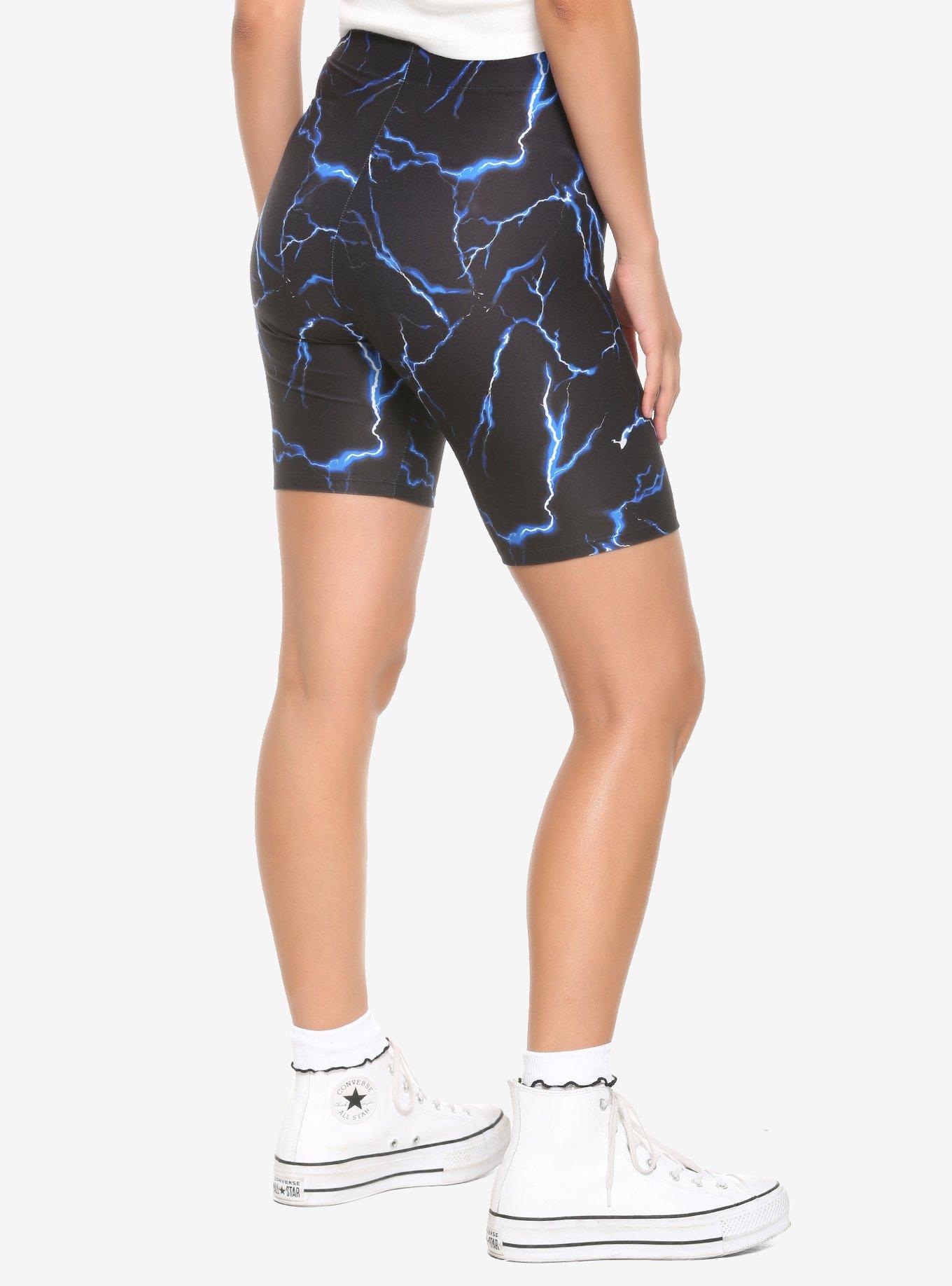 Blue Lightning Girls Bike Shorts, BLACK, alternate
