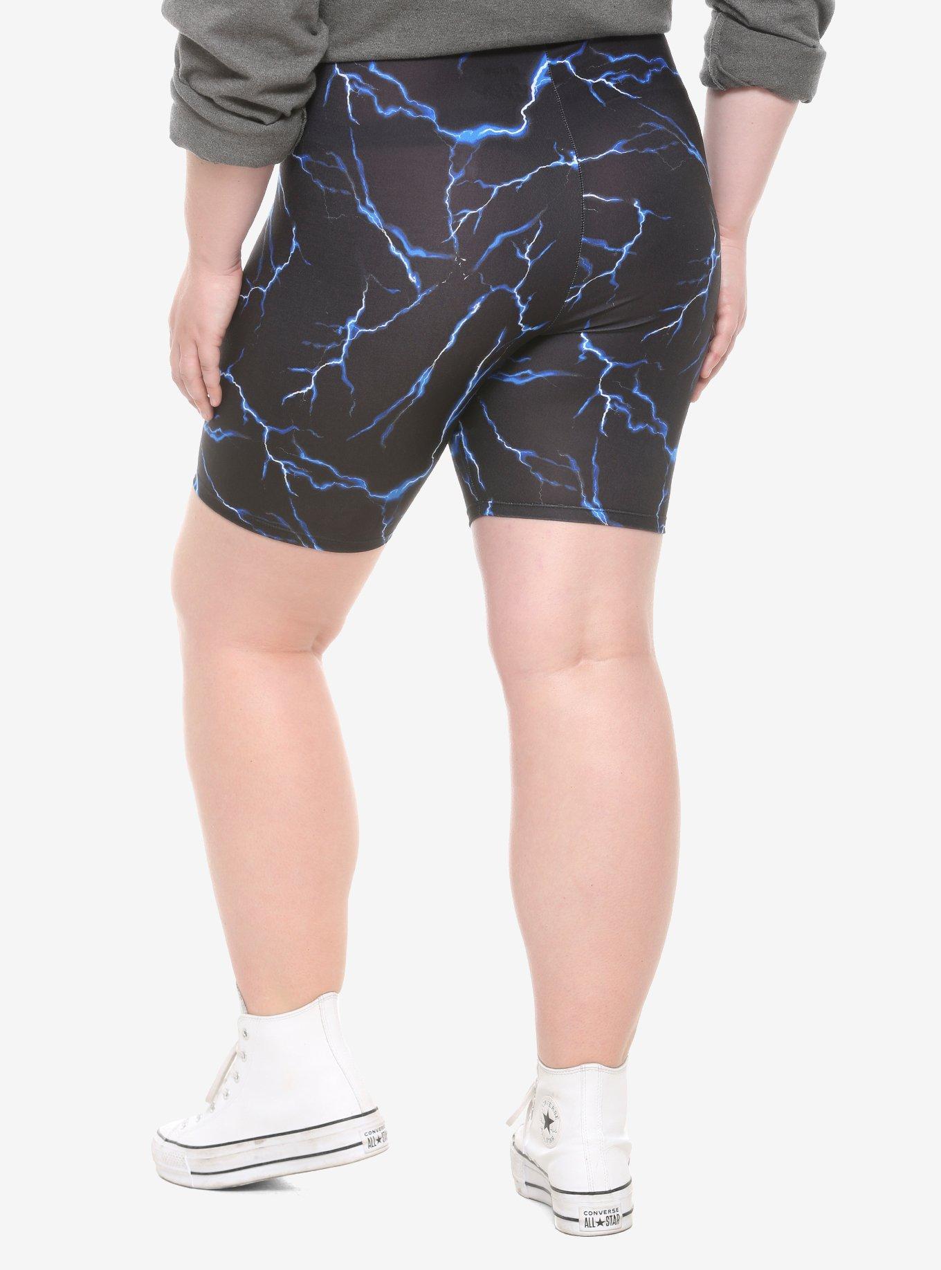 Blue Lightning Girls Bike Shorts Plus Size, BLACK, alternate