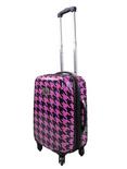 Hard Sided Carry On Fuschia and Black Houndstooth Luggage, , alternate