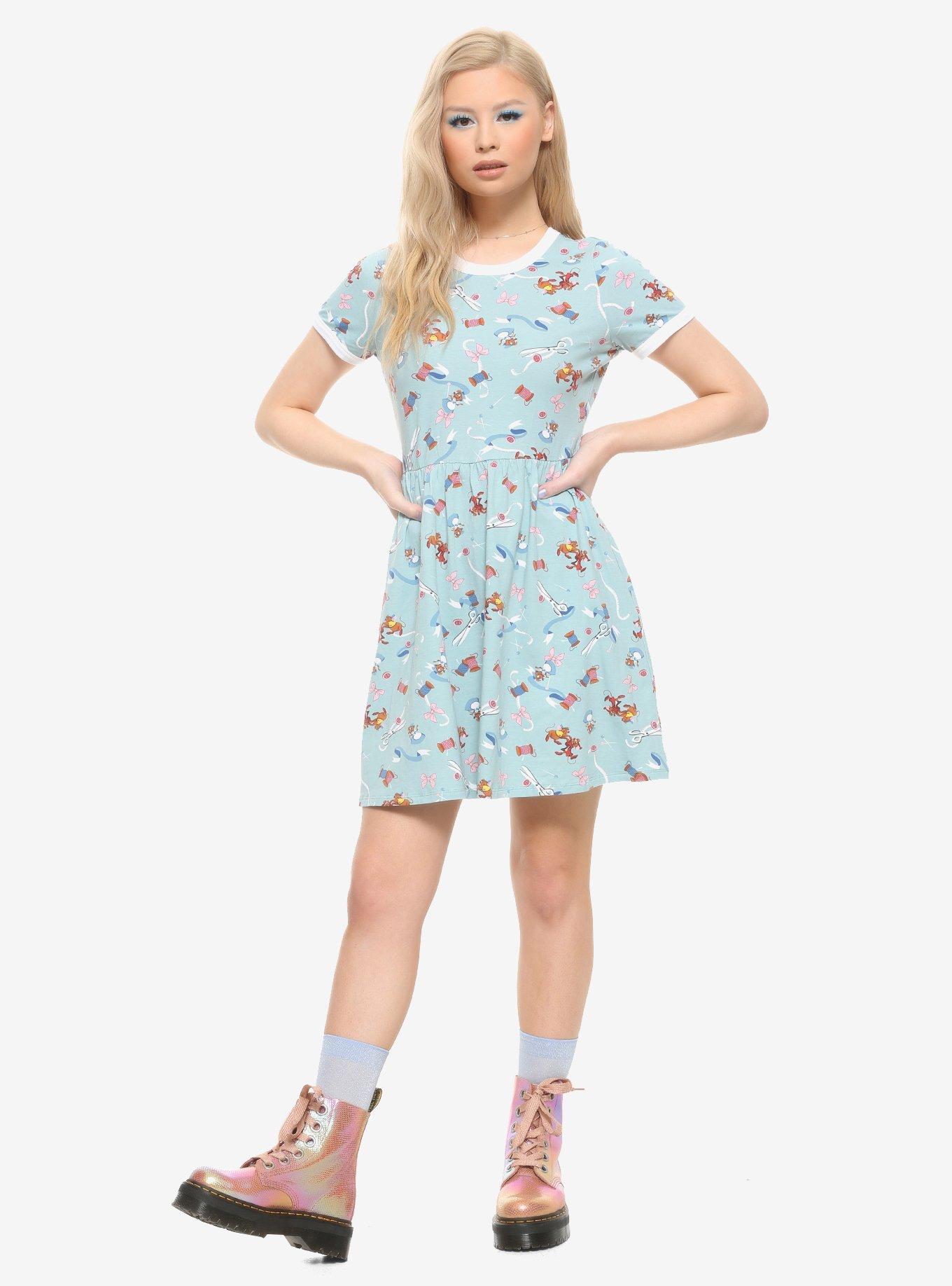 Her Universe Disney Cinderella Sewing Mice Ringer Dress, SAGE, alternate