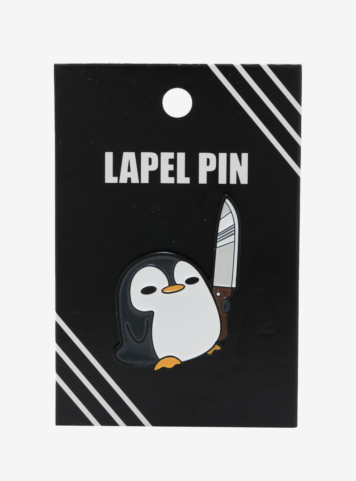 Penguin With Knife Enamel Pin, , alternate