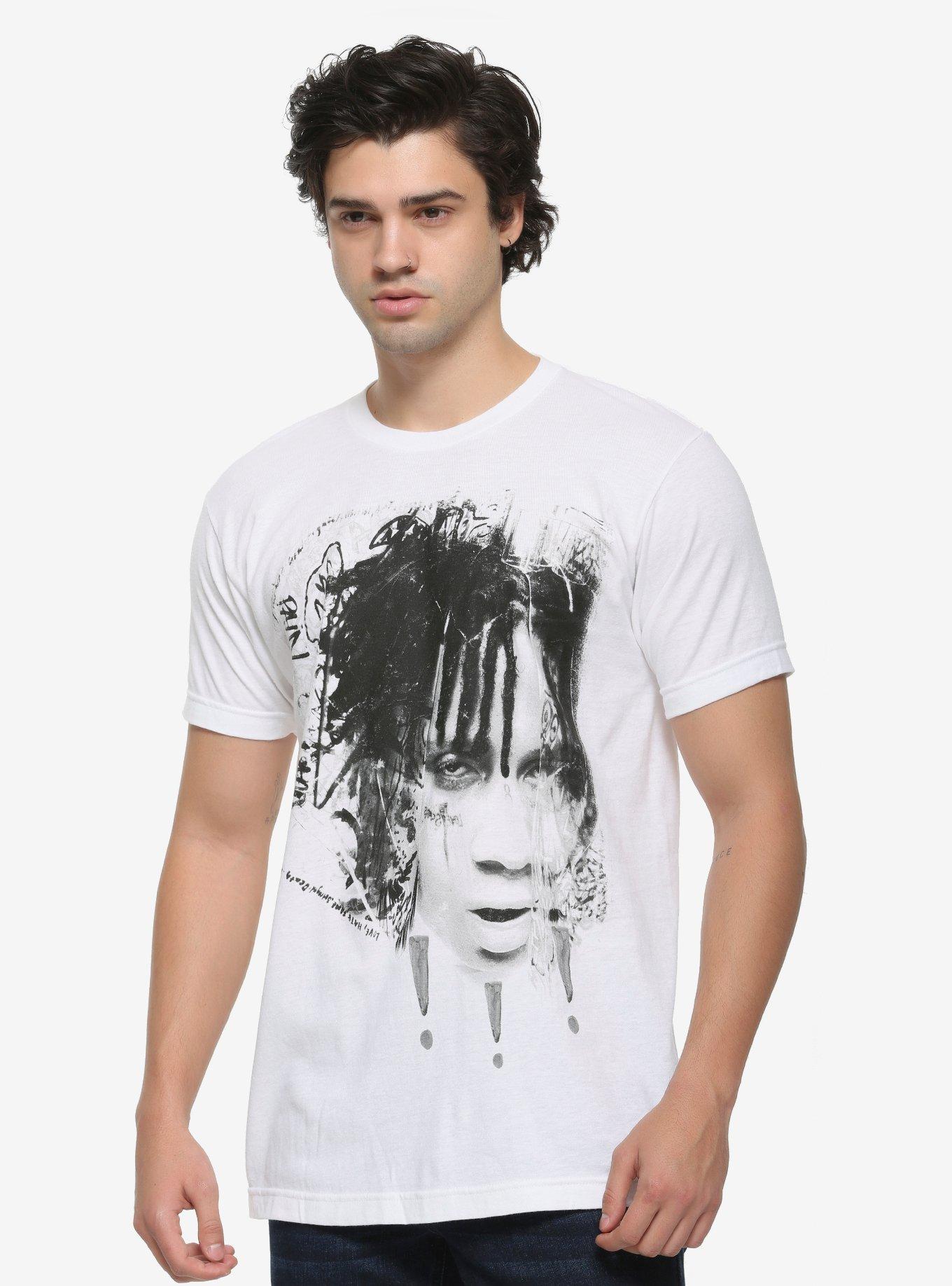 Trippie Redd Black & White Sketch T-Shirt, WHITE, alternate