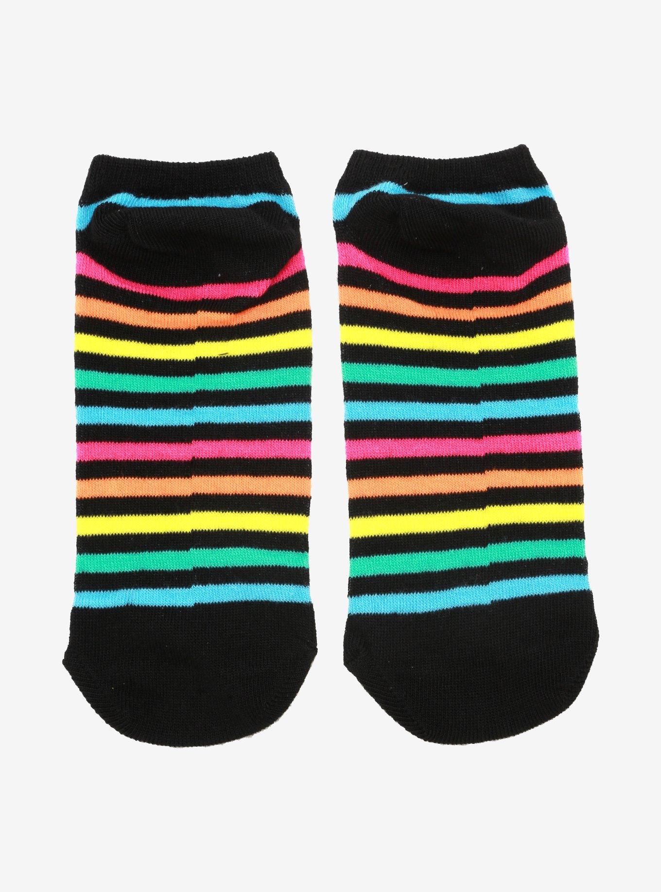Rainbow Stripe No-Show Socks, , alternate
