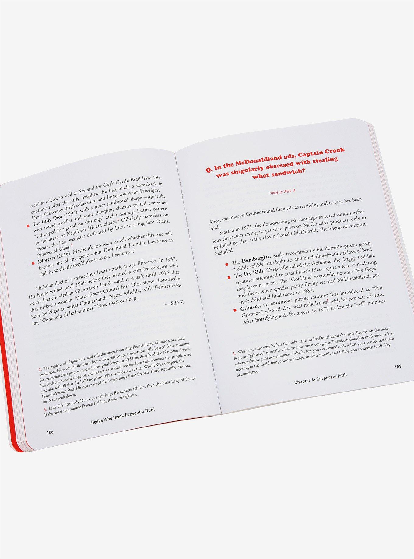 Geeks Who Drink Presents Duh!: 100 Bar Trivia Questions You Should Know, , alternate